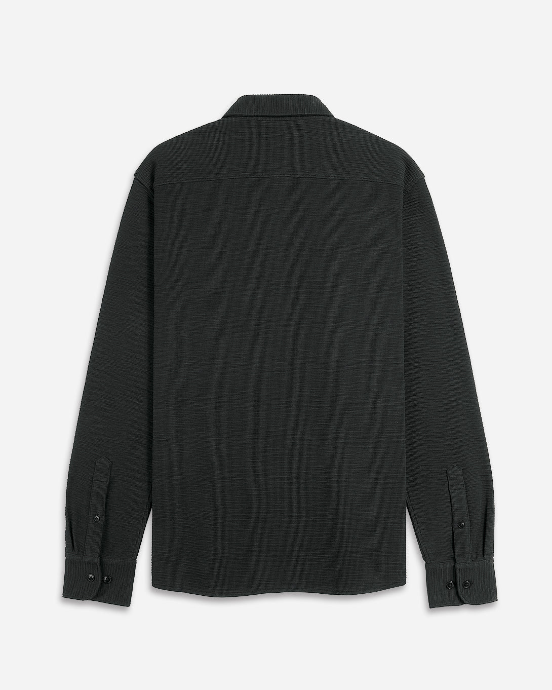 Black Darcy Slub Waffle Shirt Mens Waffle Textured Knit Button Up Shirt Waffle Design Comfort Stretch Shirt Collared