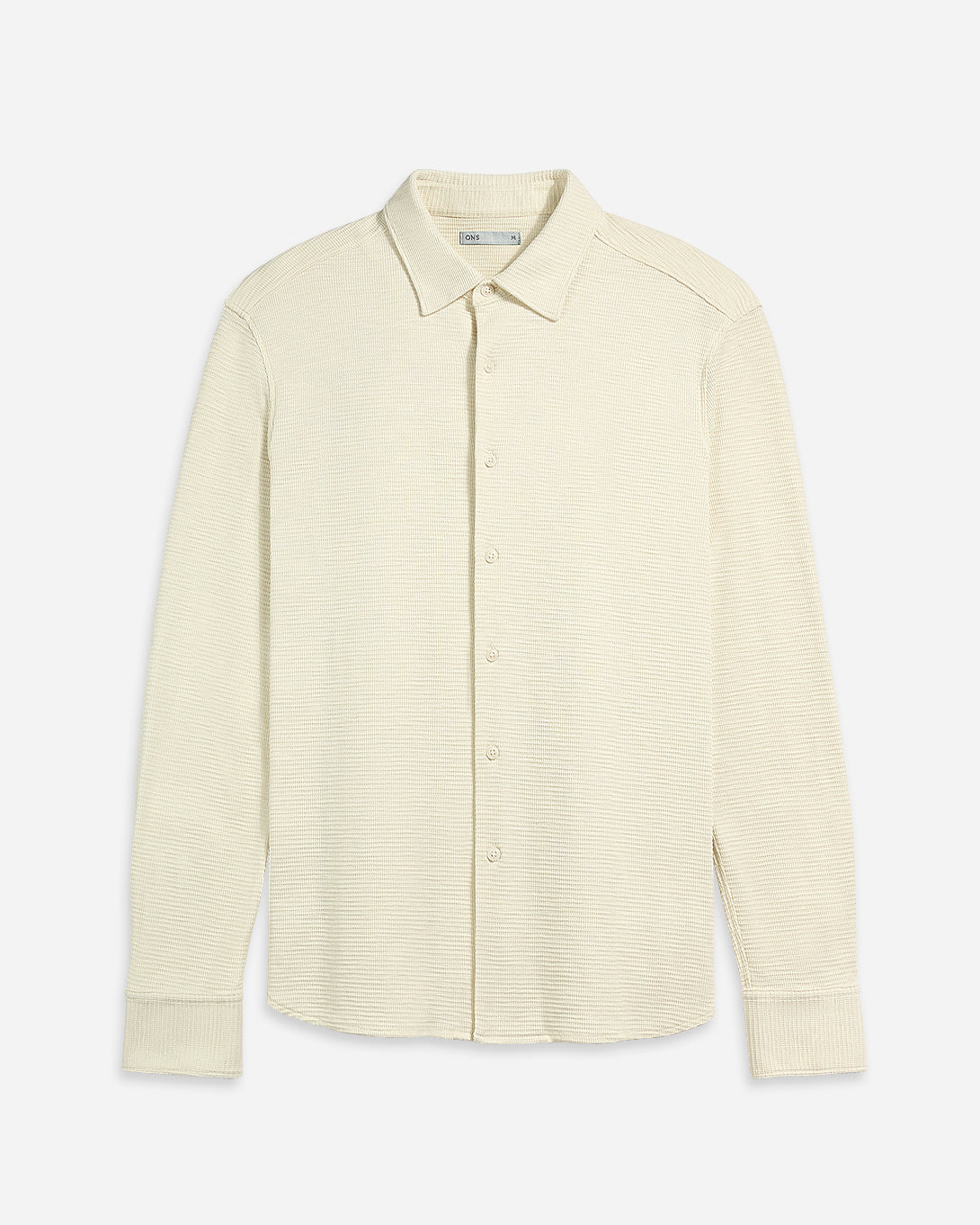 Cream Darcy Slub Waffle Shirt Mens Waffle Textured Knit Button Up Shirt Waffle Design Comfort Stretch Shirt Collared