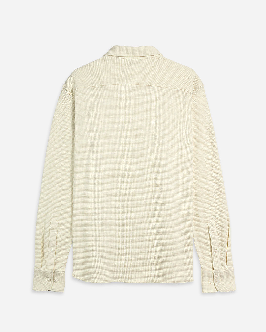 Cream Darcy Slub Waffle Shirt Mens Waffle Textured Knit Button Up Shirt Waffle Design Comfort Stretch Shirt Collared