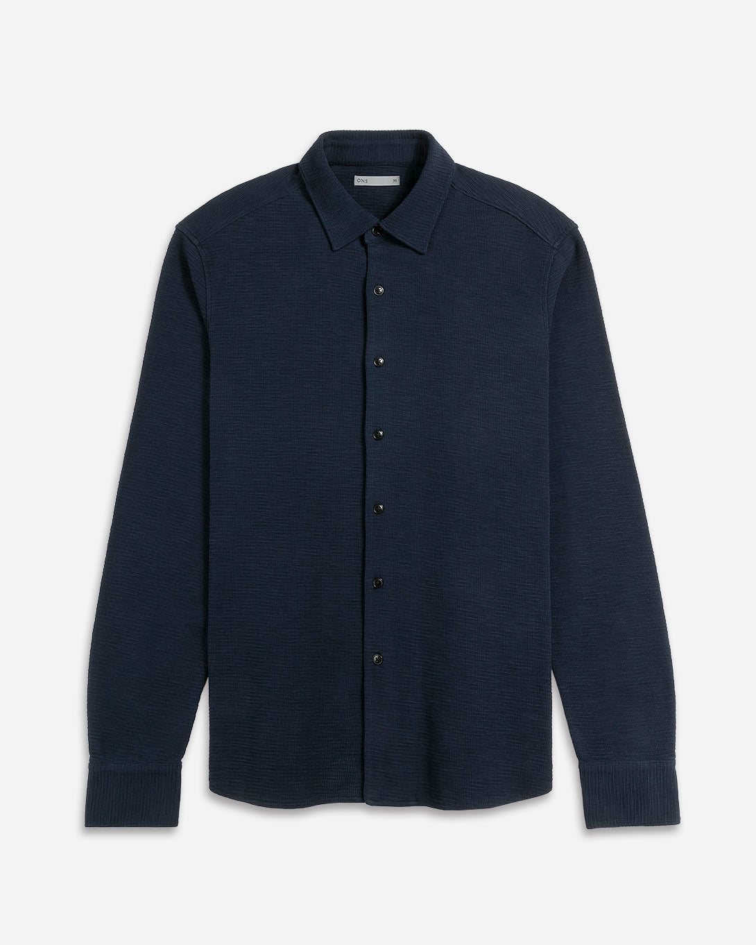 Navy Darcy Slub Waffle Shirt Mens Waffle Textured Knit Button Up Shirt Waffle Design Comfort Stretch Shirt Collared
