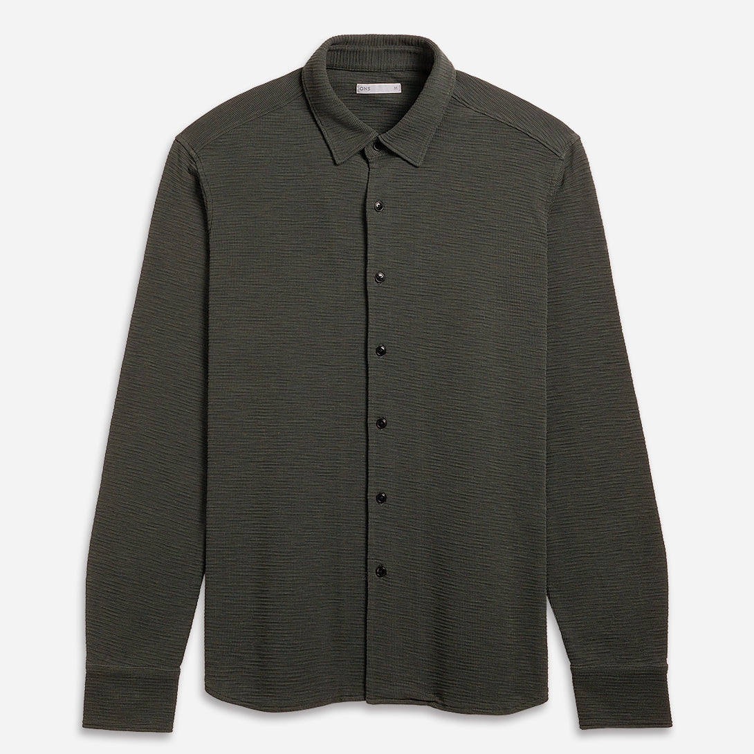 Peat Darcy Slub Waffle Shirt Mens Waffle Textured Knit Button Up Shirt Waffle Design Comfort Stretch Shirt Collared