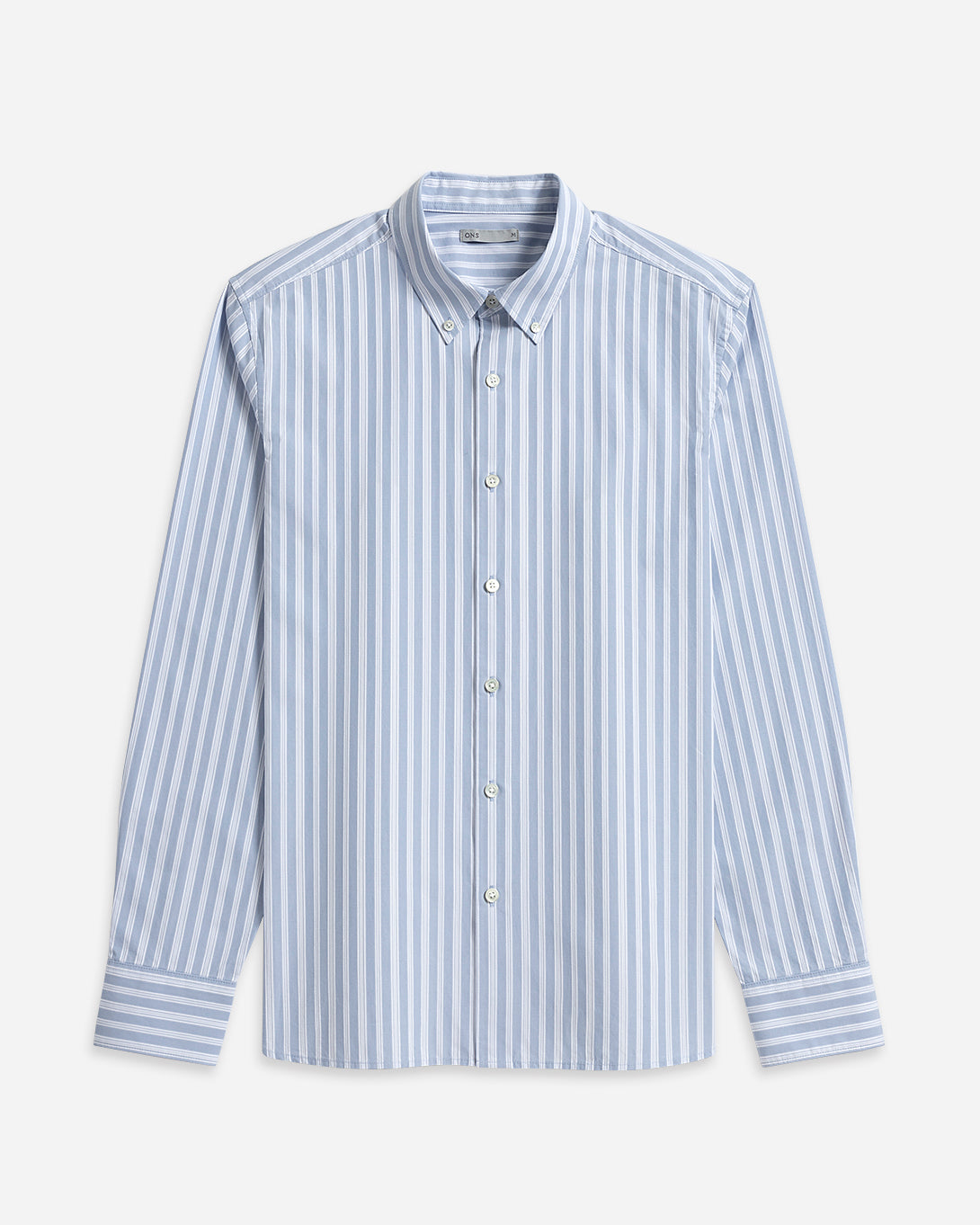 Bright White/Mid Blue Stripe Fulton Dobby Stripe Shirt  Mens Button Down Collar Striped Dress Shirt Long Sleeve Button Down Casual Shirt