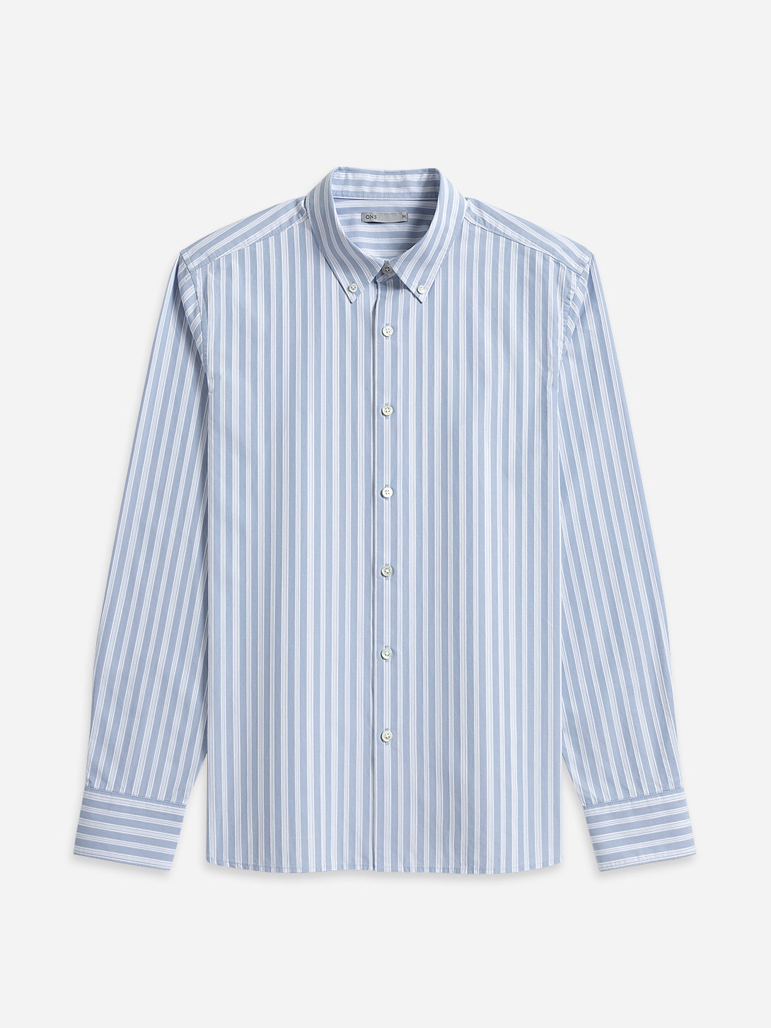 Bright White/Mid Blue Stripe Fulton Dobby Stripe Shirt  Mens Button Down Collar Striped Dress Shirt Long Sleeve Button Down Casual Shirt