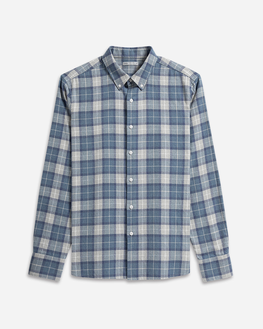 Lt Grey/Mid Blue Check Fulton Flannel Check Shirt Mens Flannel Button Down Shirt Checkered Pattern