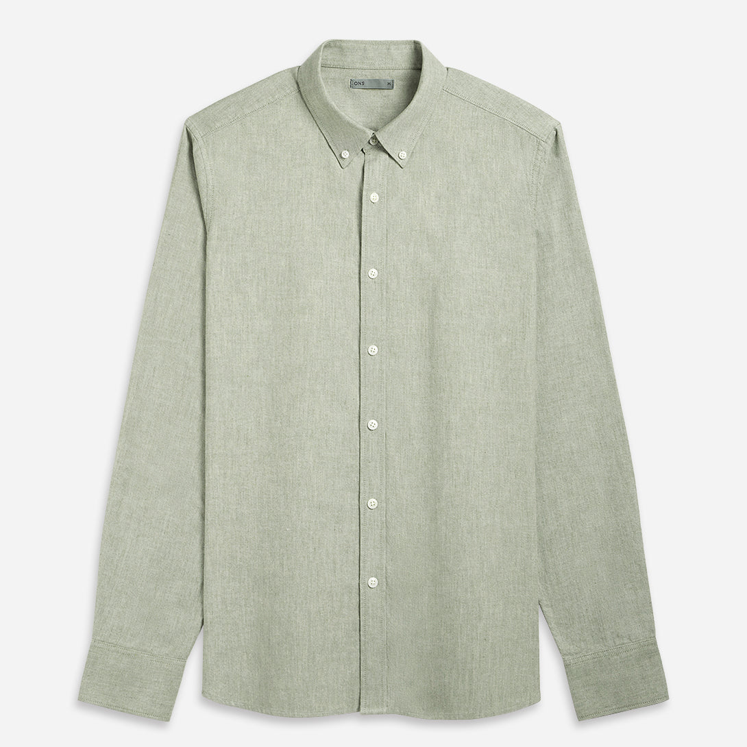 Moss Green Heather Fulton Heather Oxford Shirt Mens Oxford Button Down Dress Shirt Work Long Sleeve Shirt Button Collar Heather Oxford