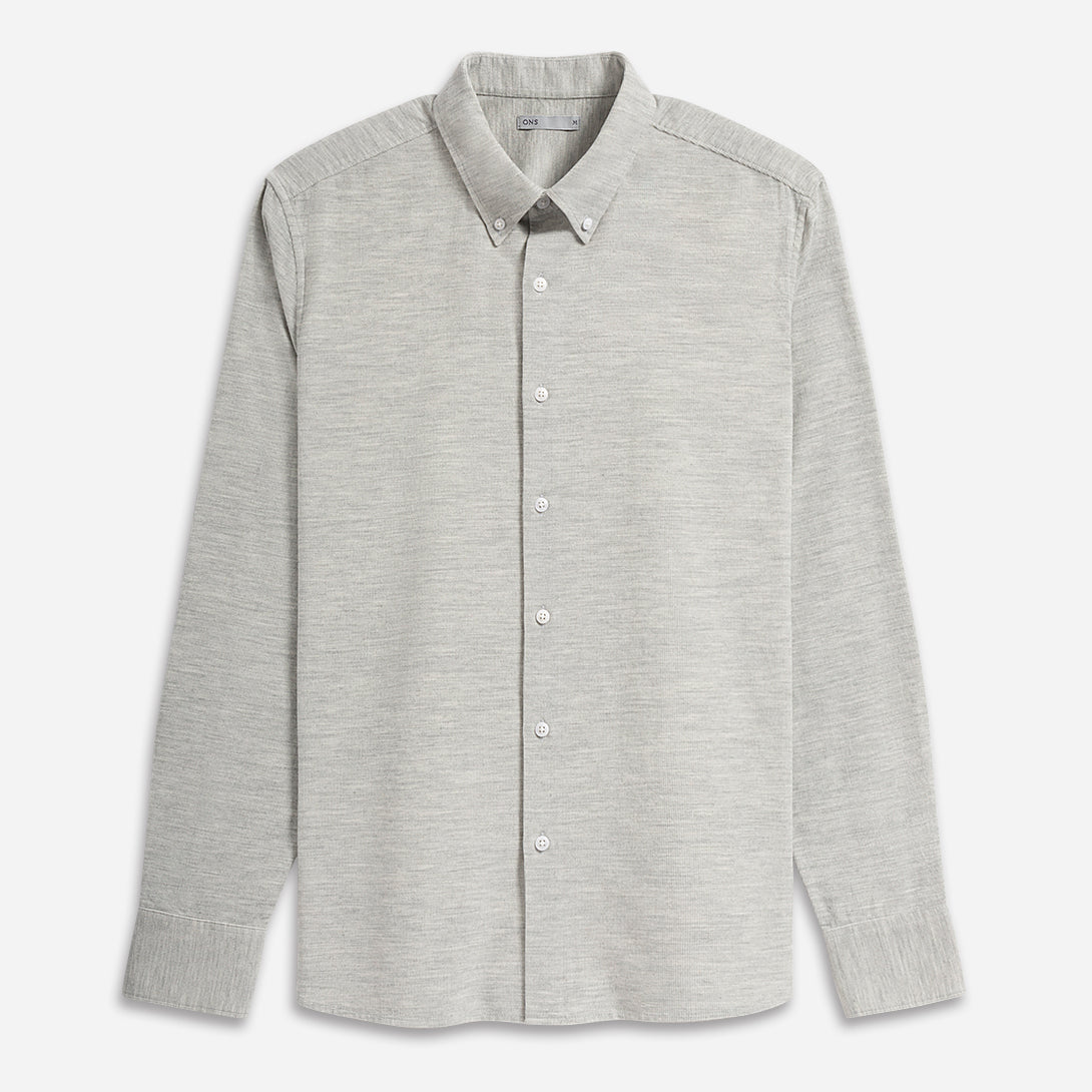Lt Grey Heather Fulton Heather Corduroy Shirt Mens Button Down Shirt Soft Heather Fabric Lightweight Casual Button Down
