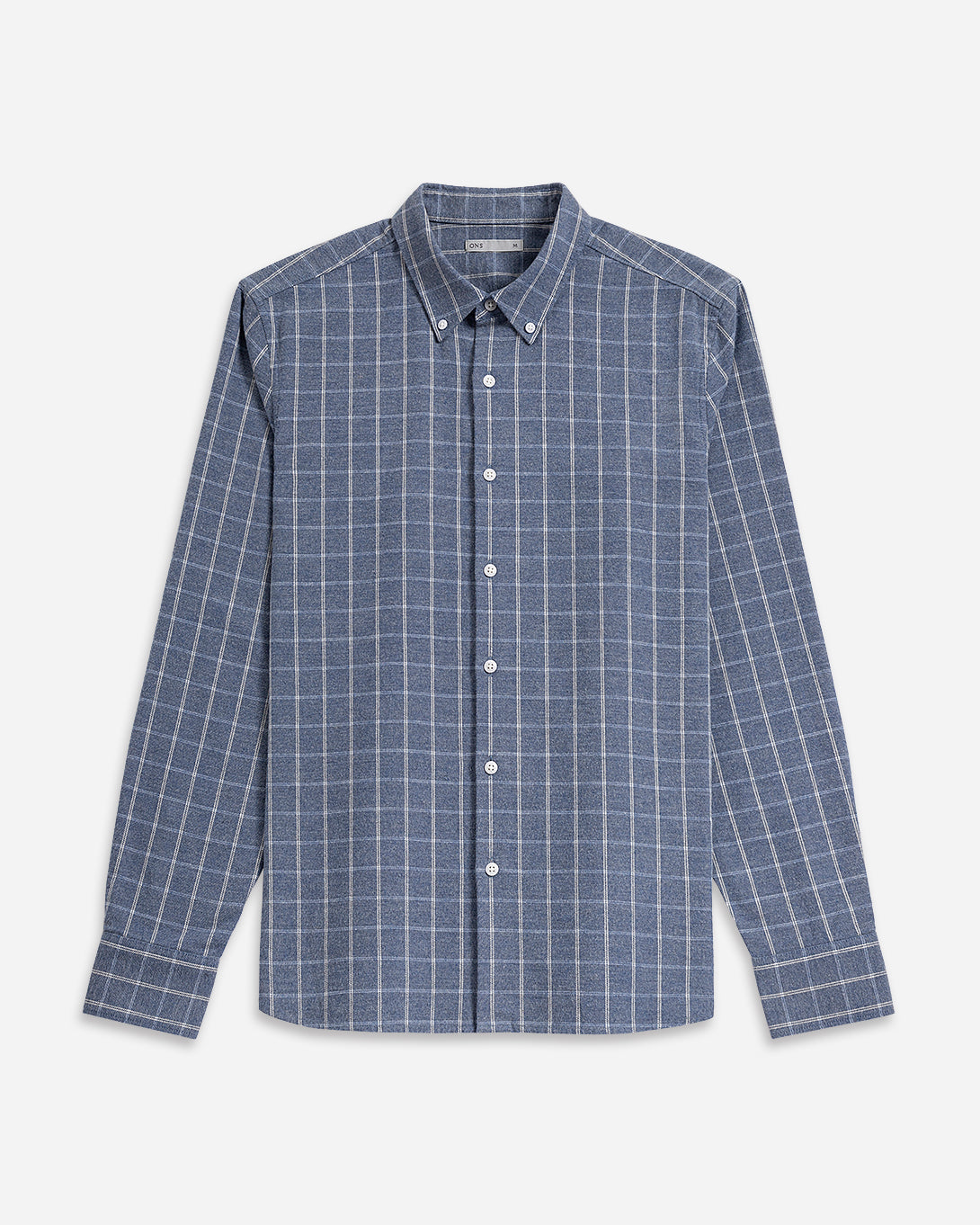 Mid Blue Heather/White Check Fulton Heather Windowpane Shirt Mens Checkered Button Down Shirt Casual Work Shirt
