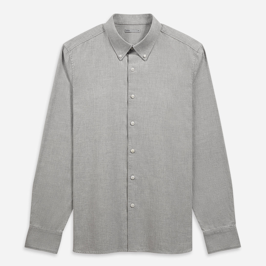 Lt Grey Heather Fulton Flannel Twill Shirt Mens Button Down Collared Shirt Dress Work Shirt Soft Flannel Fabric