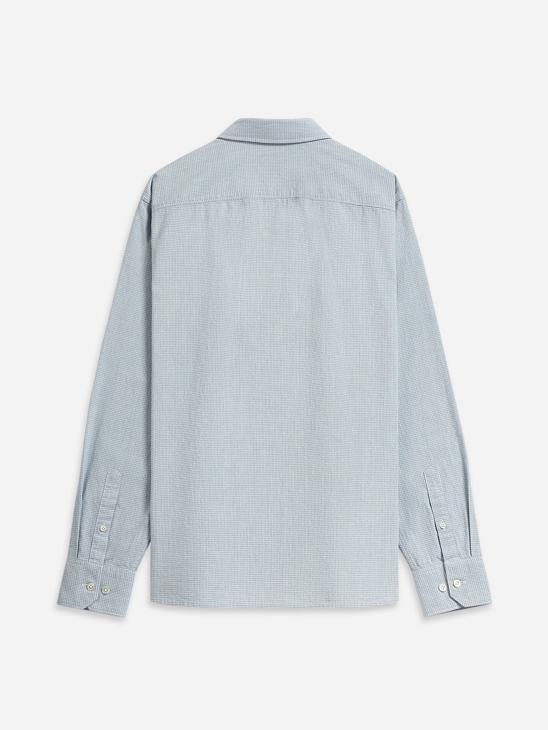 Bright White/Lt Blue Check Arik Mini Check Shirt Mens Point Collar Dress Shirt Soft Fabric Button Up Cotton Long Sleeve Collared Shirt