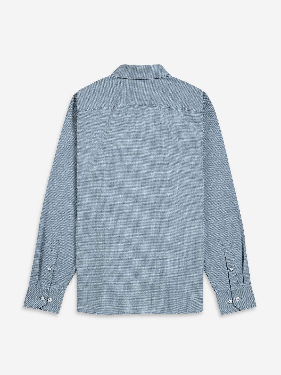 Bright White/Mid Blue Check Arik Houndstooth Shirt Mens Casual Button Up Work Shirt Soft Flannel Fabric Point Collar Houndstooth Pattern