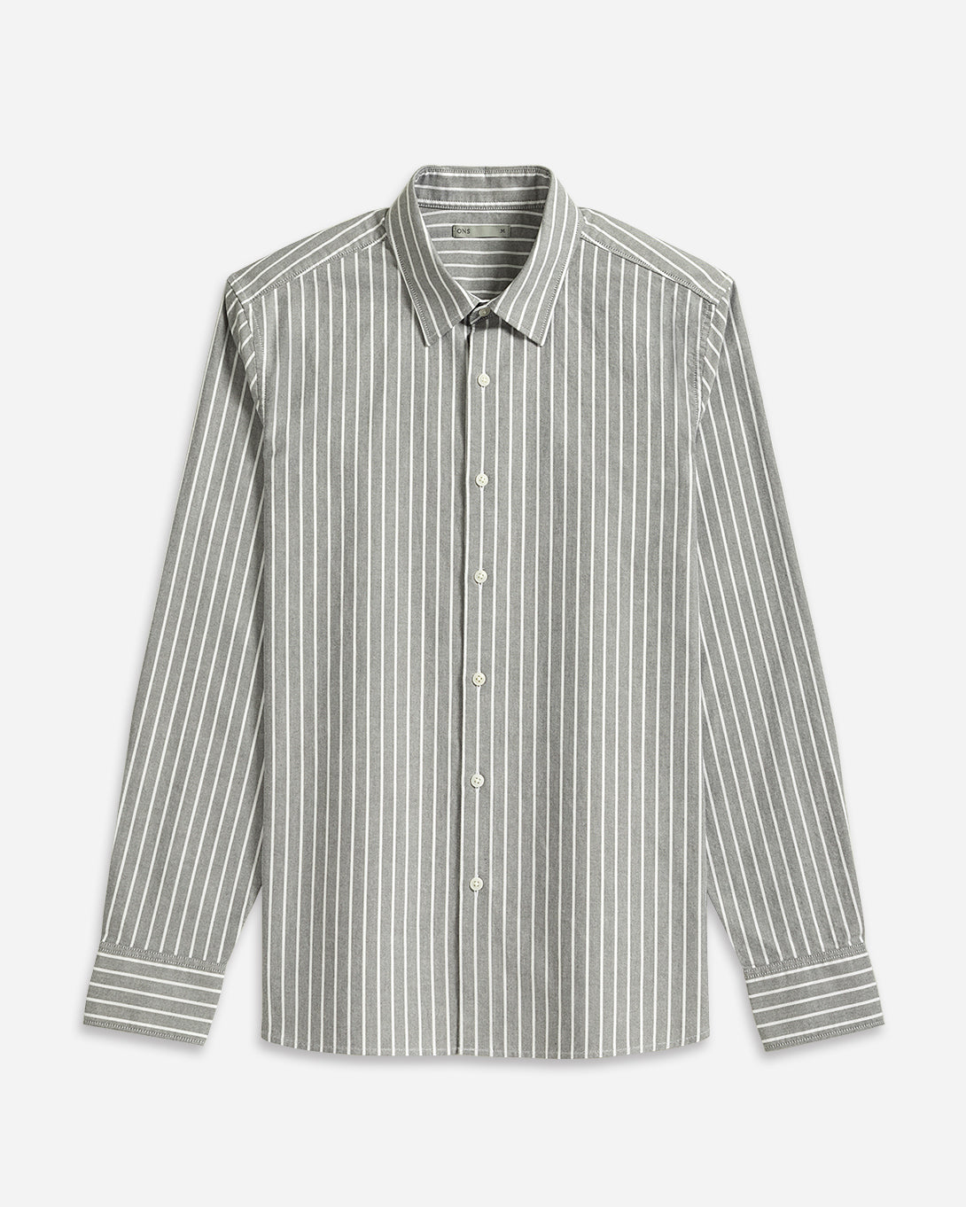 Lt Grey/White Stripe Arik Oxford Stripe Shirt Point Collar White Striped Button Up Shirt Work Dress Shirt Collared Cotton Shirt
