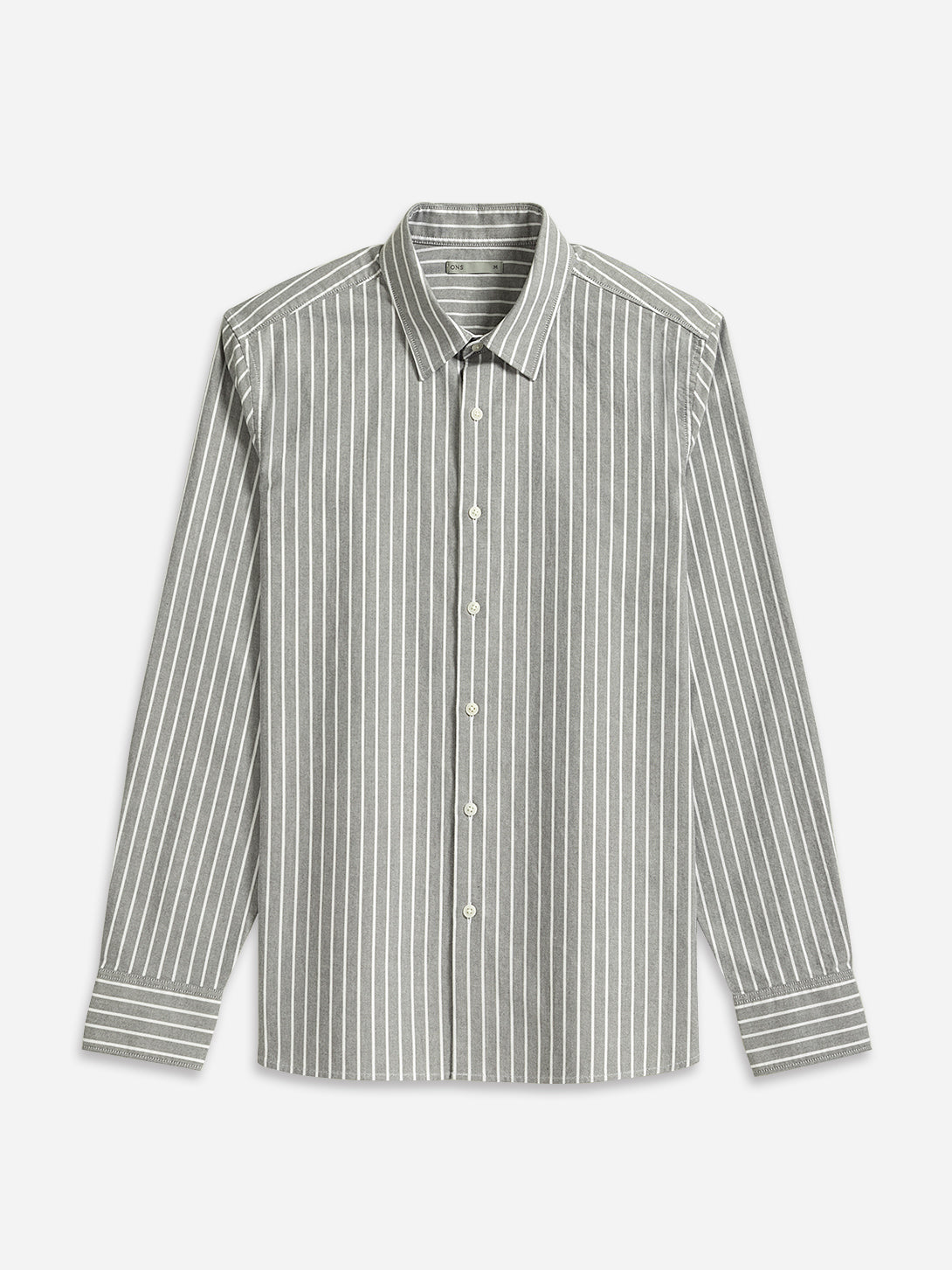 Lt Grey/White Stripe Arik Oxford Stripe Shirt Point Collar White Striped Button Up Shirt Work Dress Shirt Collared Cotton Shirt