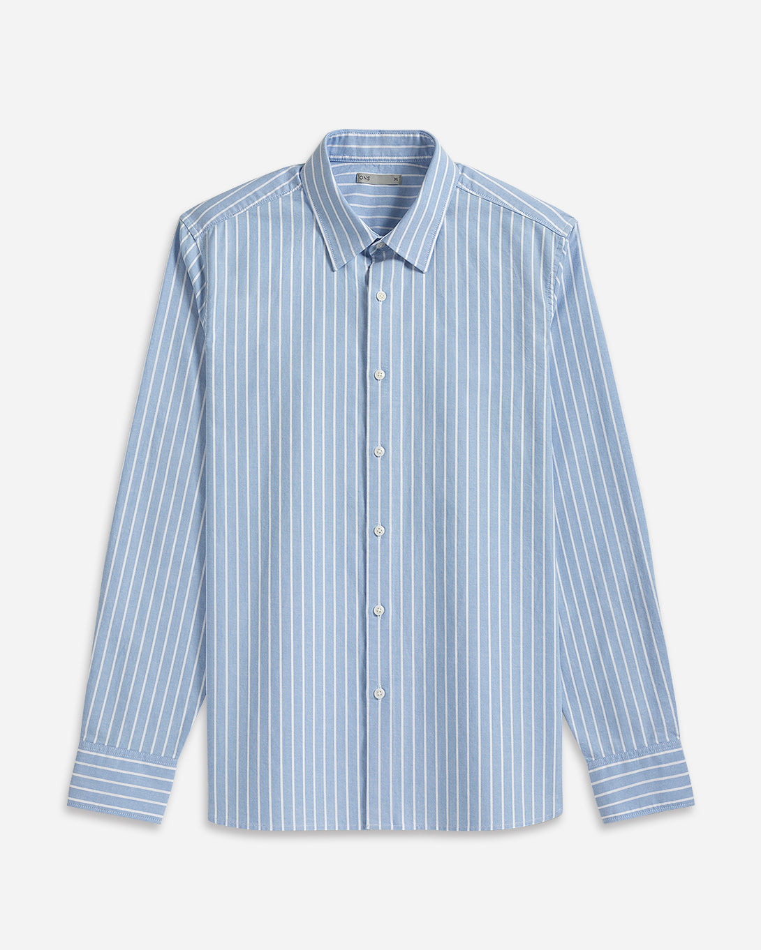 Lt Blue/White Stripe Arik Oxford Stripe Shirt Point Collar White Striped Button Up Shirt Work Dress Shirt Collared Cotton Shirt
