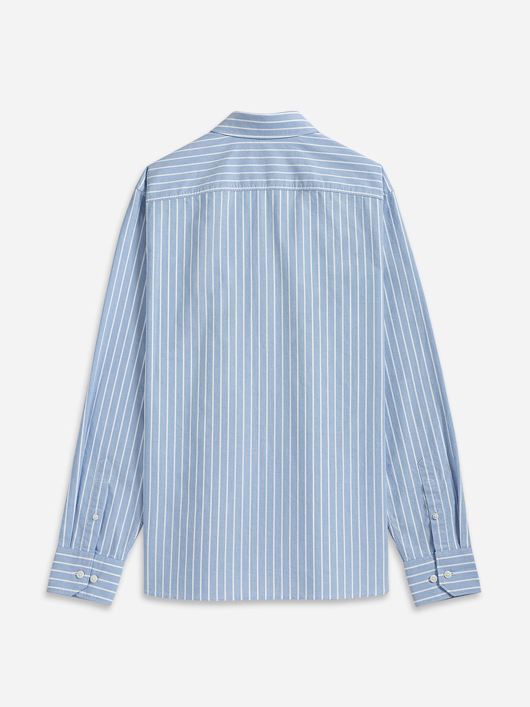 Lt Blue/White Stripe Arik Oxford Stripe Shirt Point Collar White Striped Button Up Shirt Work Dress Shirt Collared Cotton Shirt