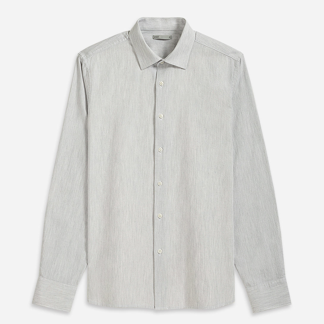 Lt Grey Heather Adrian Heather Oxford Shirt Spread Collar Oxford Dress Shirt Casual Formal Button Up Long Sleeve Work Shirt