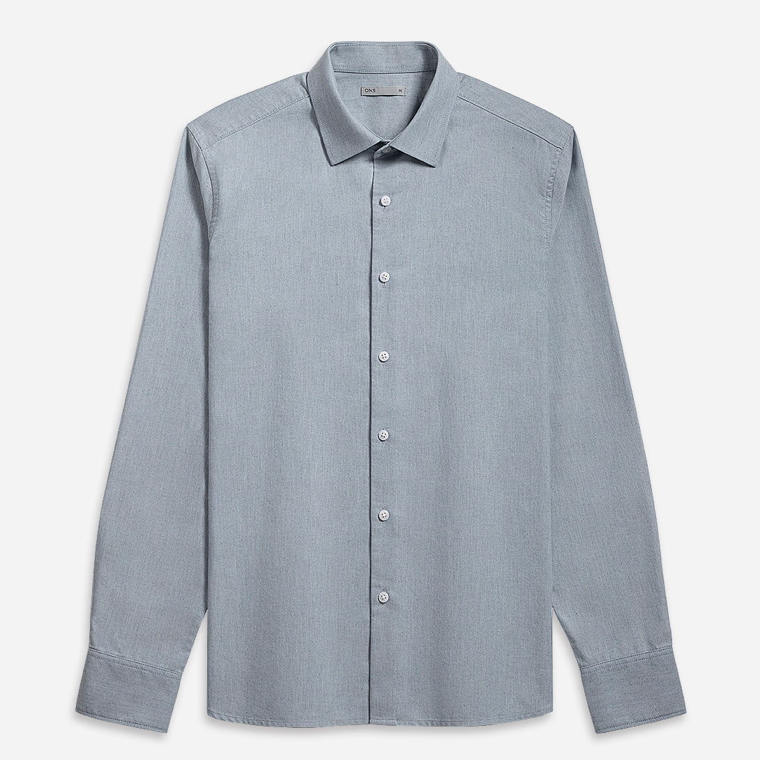 Dk Blue Heather Adrian Heather Oxford Shirt Spread Collar Oxford Dress Shirt Casual Formal Button Up Long Sleeve Work Shirt