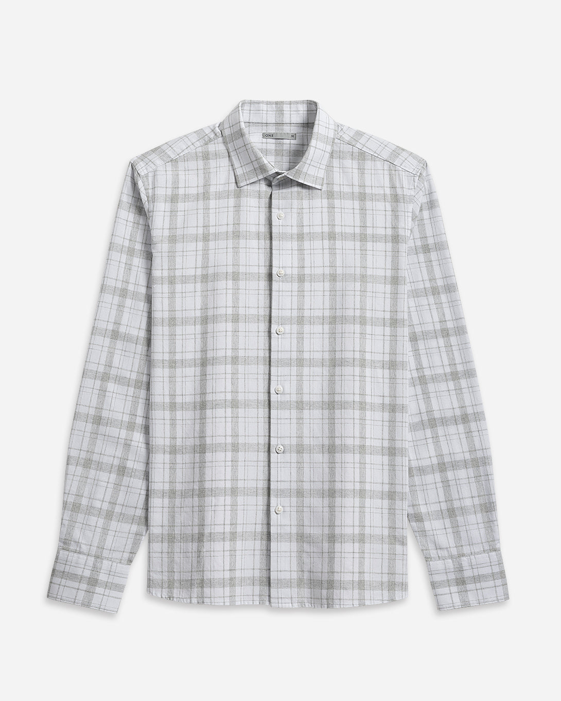 Off White/Lt Grey Check Adrian Heather Check Shirt Mens Spread Collar Button Up Shirt Dress Casual Shirt Check Pattern Heather Soft