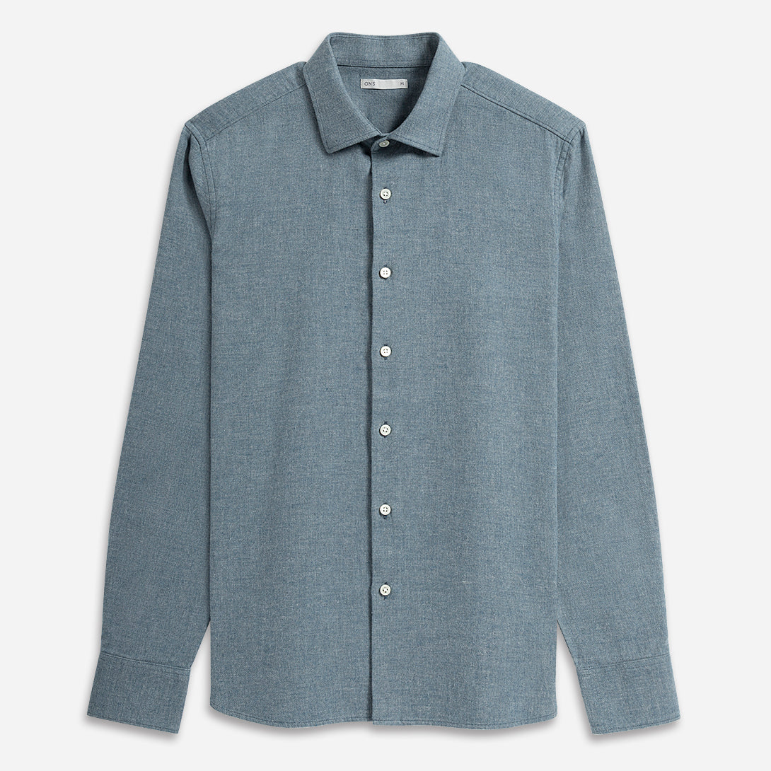 Dk Navy Heather Adrian Heather Brush Shirt Mens Spread Collar Brushed Cotton Button Up Shirt Casual Work Shirt