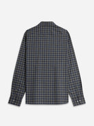 Dk Charcoal Heather/Navy Check Adrian Gingham Check Shirt Mens Spread Collar Button Up Shirt Heather Fabric Soft Feel Checkered Pattern Shirt