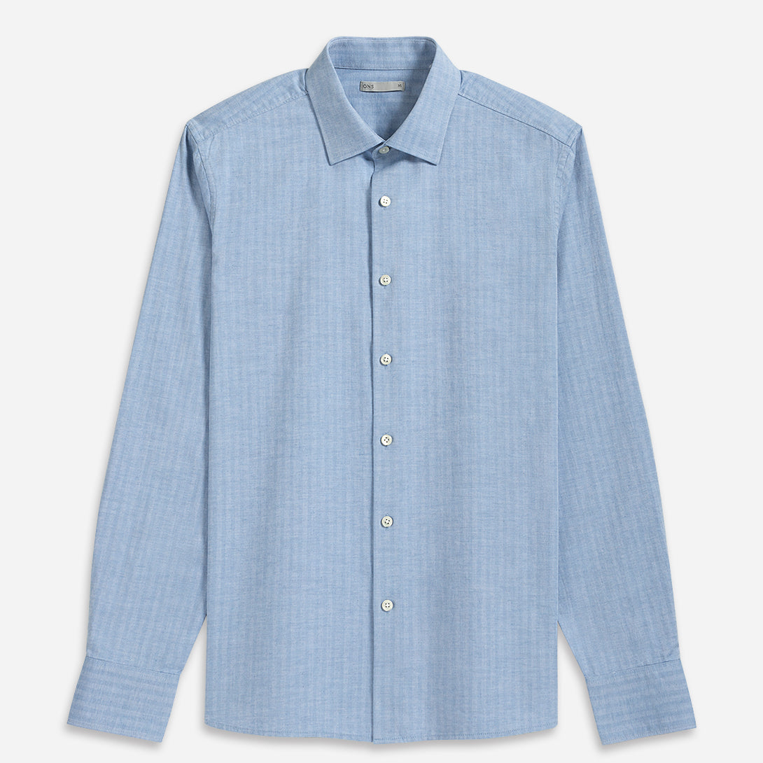 Lt Blue Heather Adrian Heather Herringbone Shirt Mens Light Weight Spread Collar Dress Shirt Button Up Herringbone Pattern Heather Soft Work Shirt