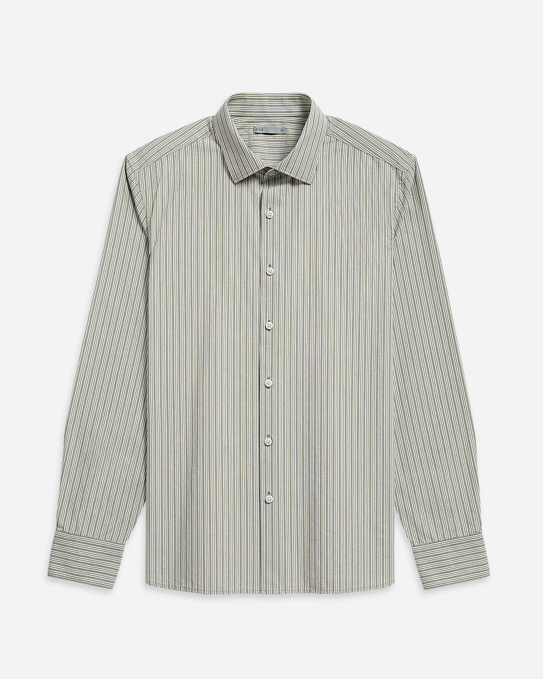 Off White/Seagrass Stripe Adrian Pencil Stripe Shirt Mens Spread Collar Casual Dress Shirt Work Stripe Shirt