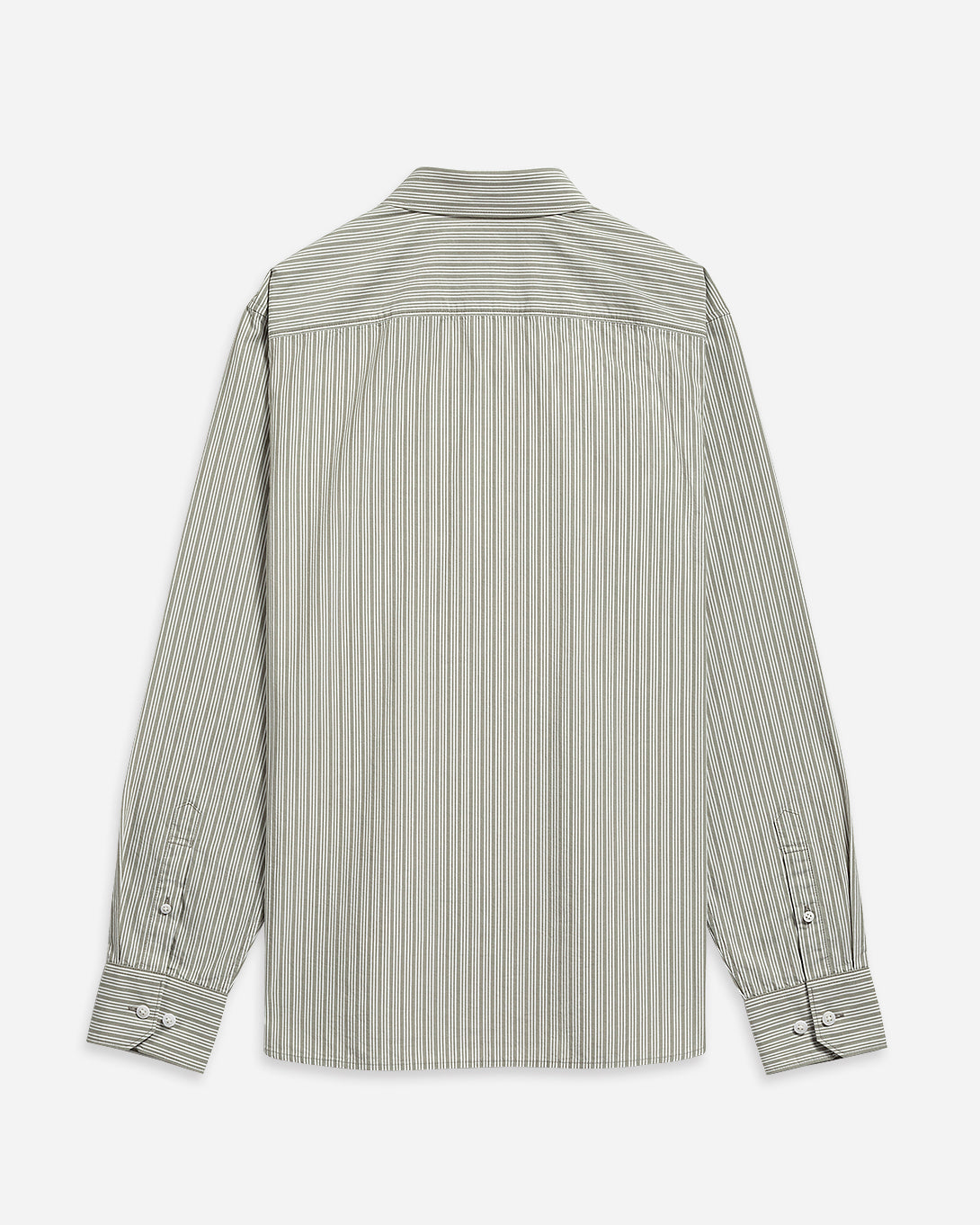 Off White/Seagrass Stripe Adrian Pencil Stripe Shirt Mens Spread Collar Casual Dress Shirt Work Stripe Shirt