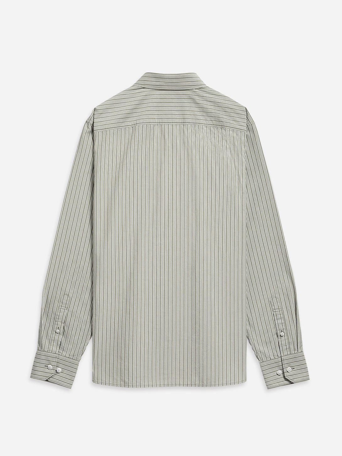 Off White/Seagrass Stripe Adrian Pencil Stripe Shirt Mens Spread Collar Casual Dress Shirt Work Stripe Shirt