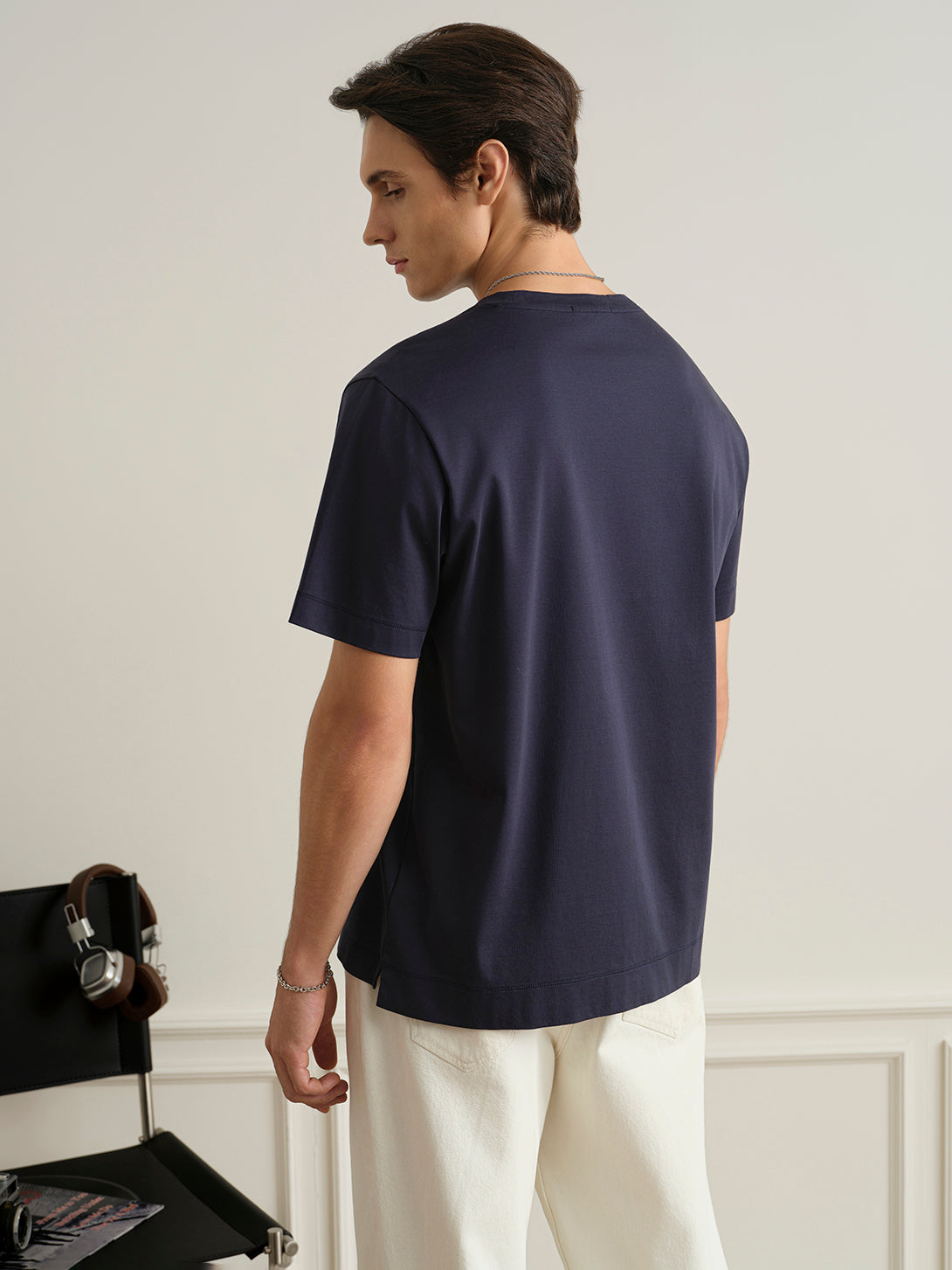 Navy Baseile Pocket Tee Mens Relaxed Fit Crew Neck Tee Chest Pocket ONS Clothing