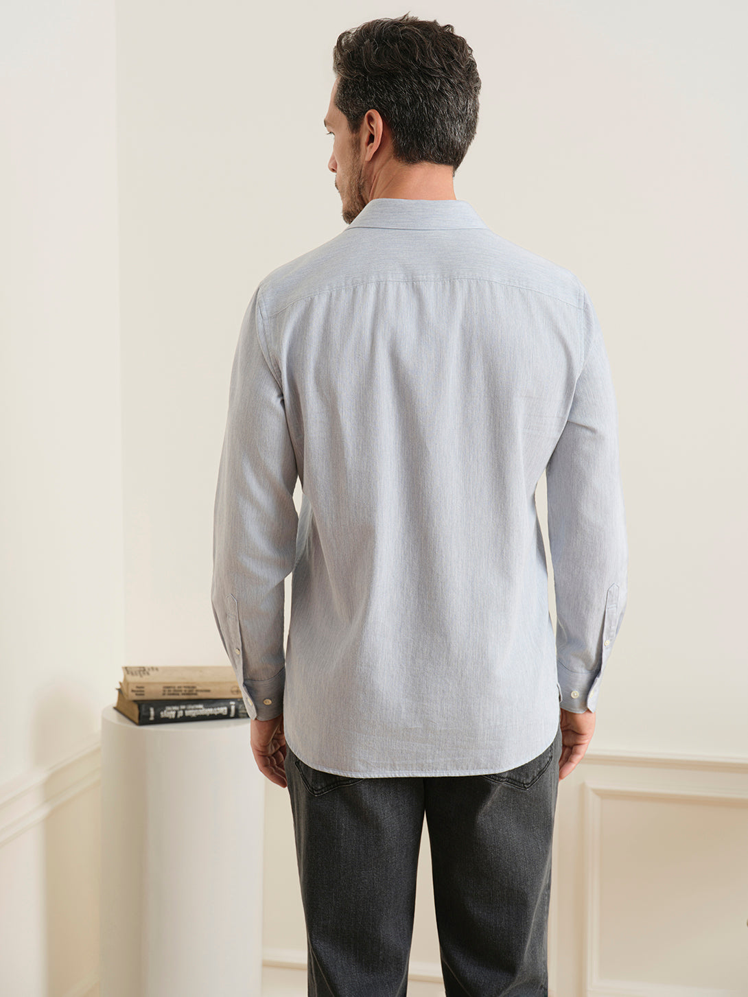 Steel Blue Heather Arthur Heather Shirt Mens Woven Button Up Shirt ONS Clothing