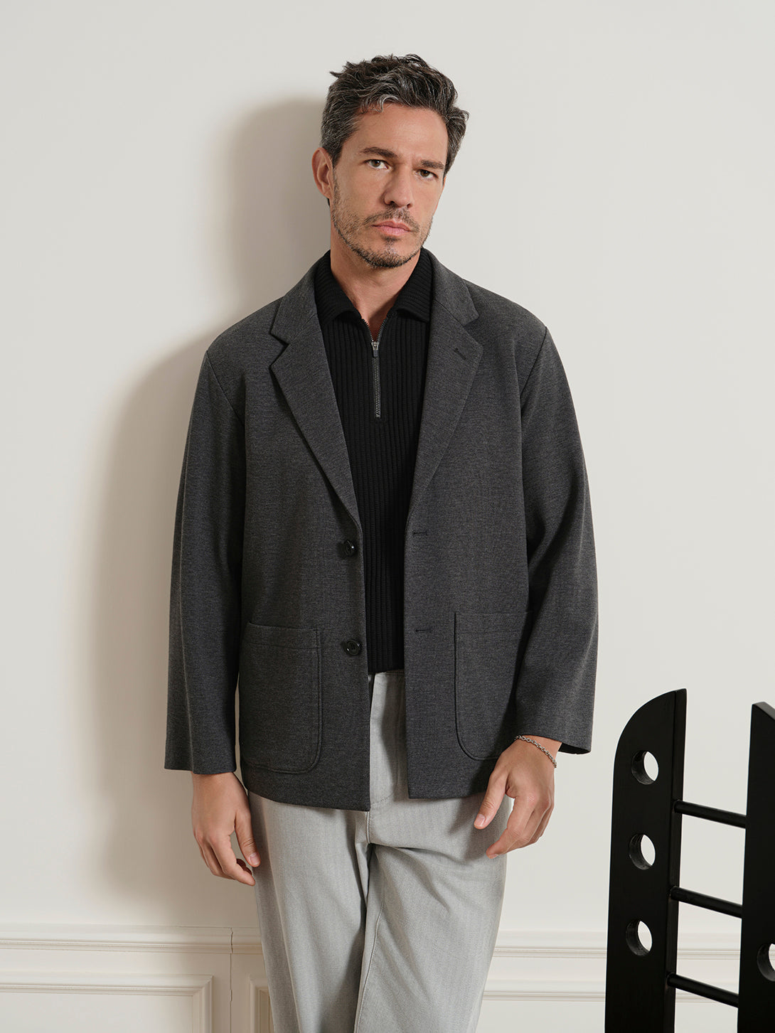 Charcoal Heather Murray Heather Twill Blazer Mens Blazer Suit Jacket