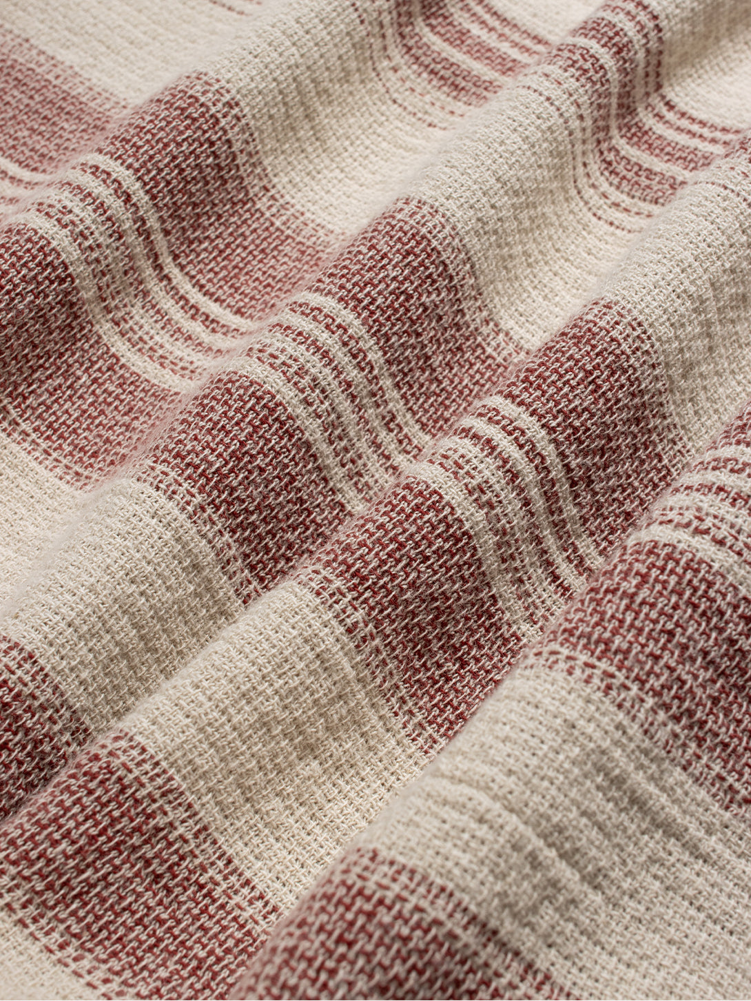 Sand / Red Selleck Shirt - Dobby Stripe Mens Striped Camp Collar Short Sleeve Shirt Far Afield