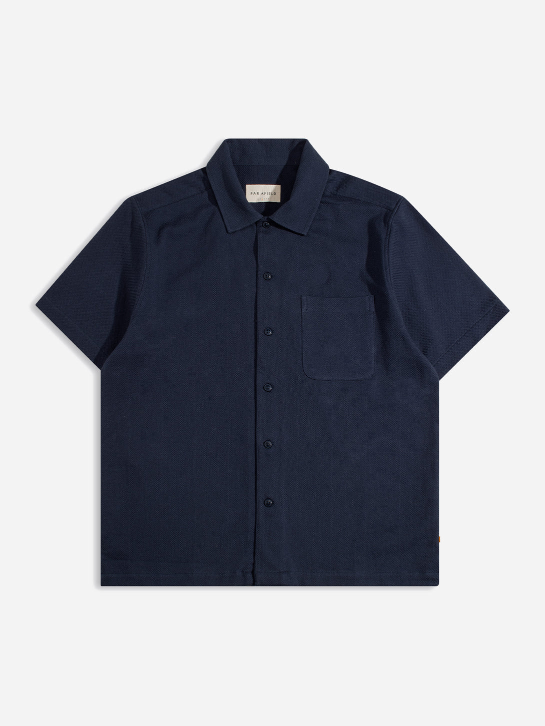 Navy Heitor Knitted Shirt Mens Short Sleeve Button Up Shirt Knit Far Afield