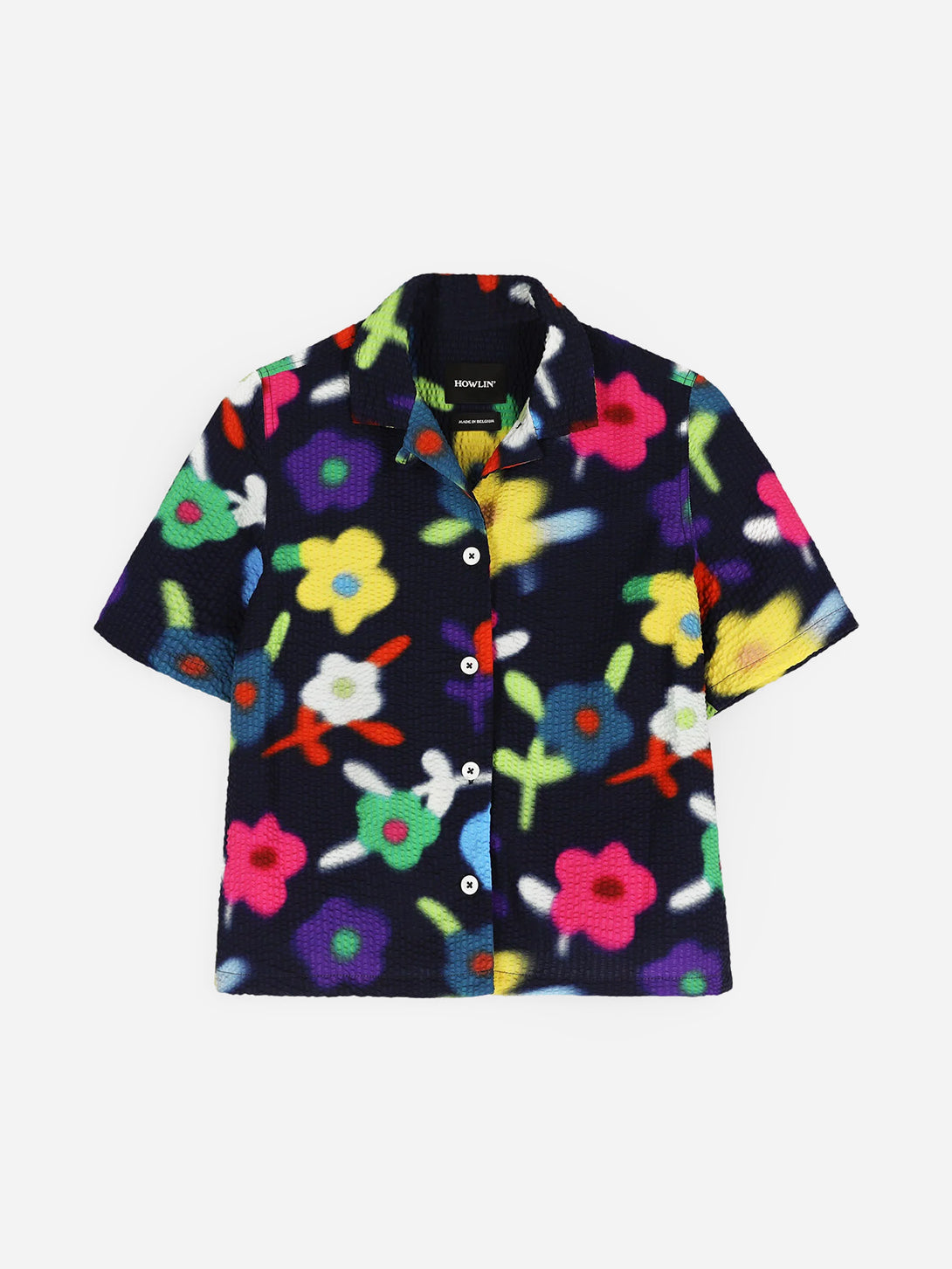 Trippy Flowers Cocktails for the Girls Shirt Womens Short Sleeve Camp Colalr Shirt Howlin Clothing