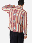 Wine Woody Jacket Mens Kardo Button Up Layering Jacket Striped Pattern Long Sleeve Outerwear