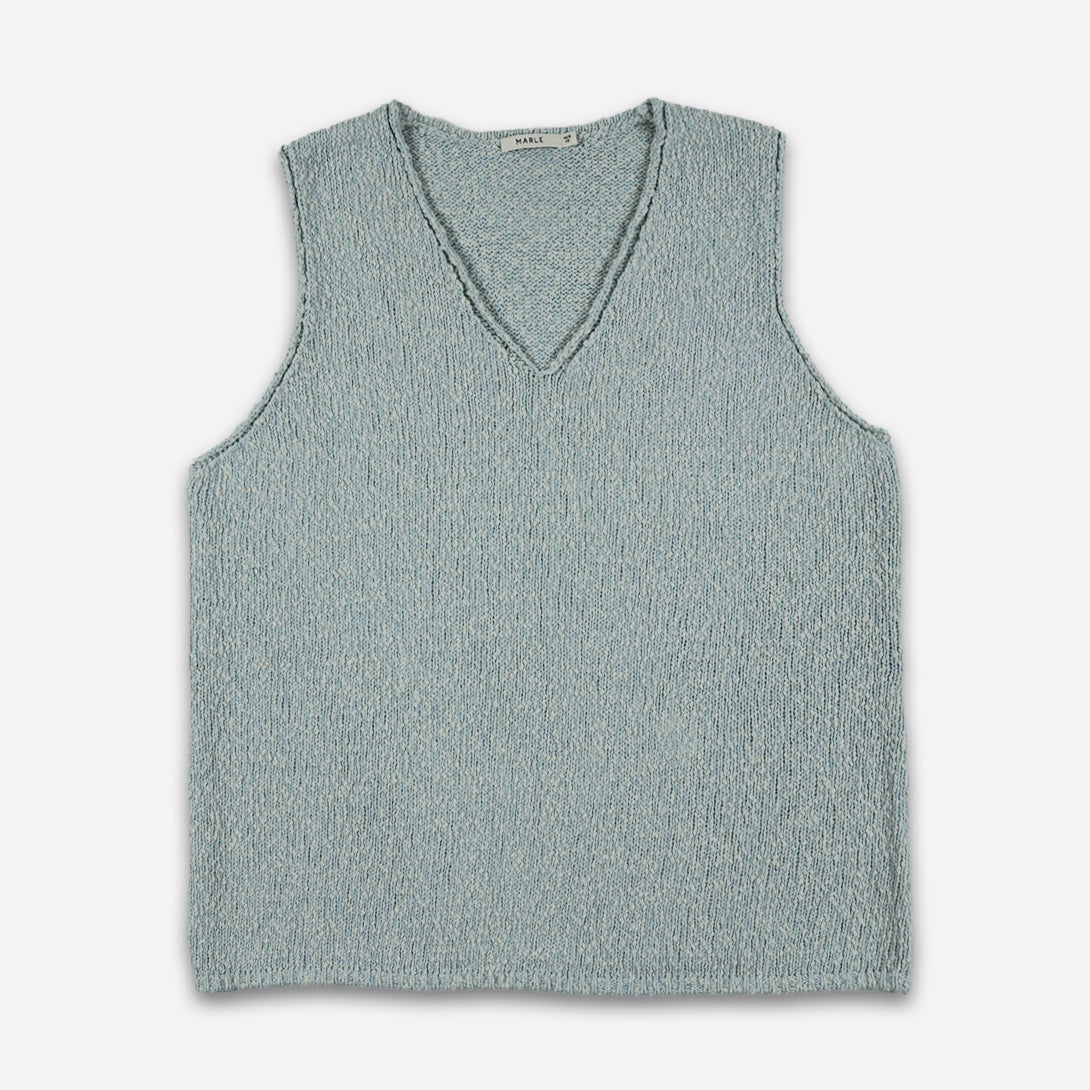 Blue Melange Nya Vest Womens Marle Sleeveless Vest Cotton V Neck