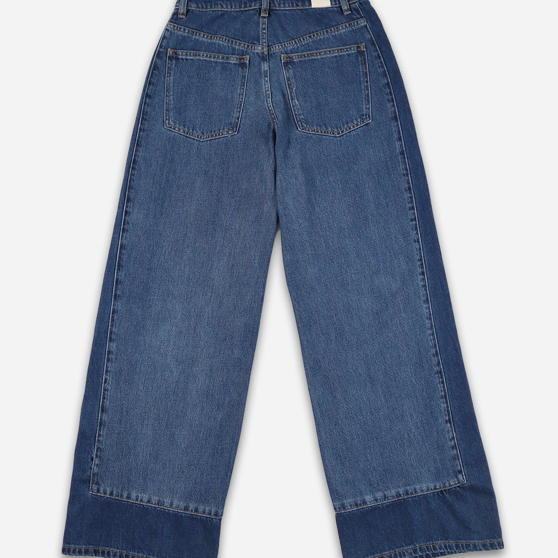Indigo Border Jean Womens Jeans Marle Wide Leg Denim Two Tone