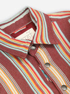 Wine Woody Jacket Mens Kardo Button Up Layering Jacket Striped Pattern Long Sleeve Outerwear