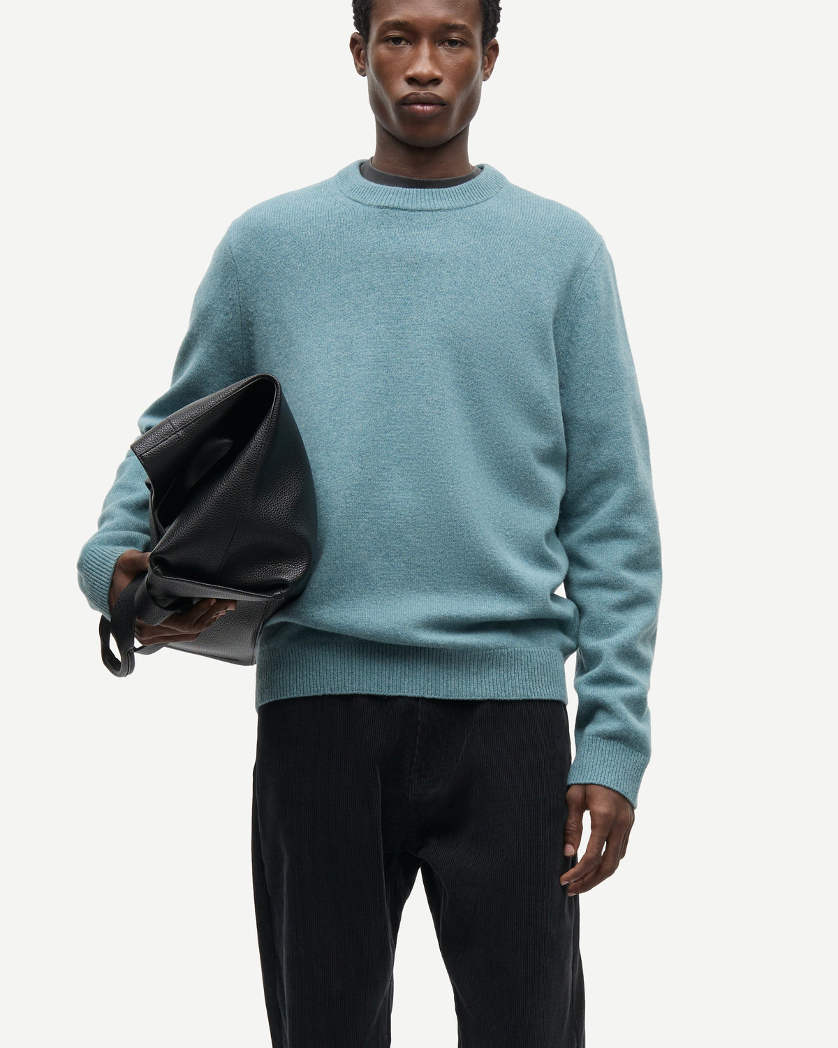 Stormy Sea Isak Knit Sweater Mens Wool Cashmere Knit Sweater Samsoe Samsoe