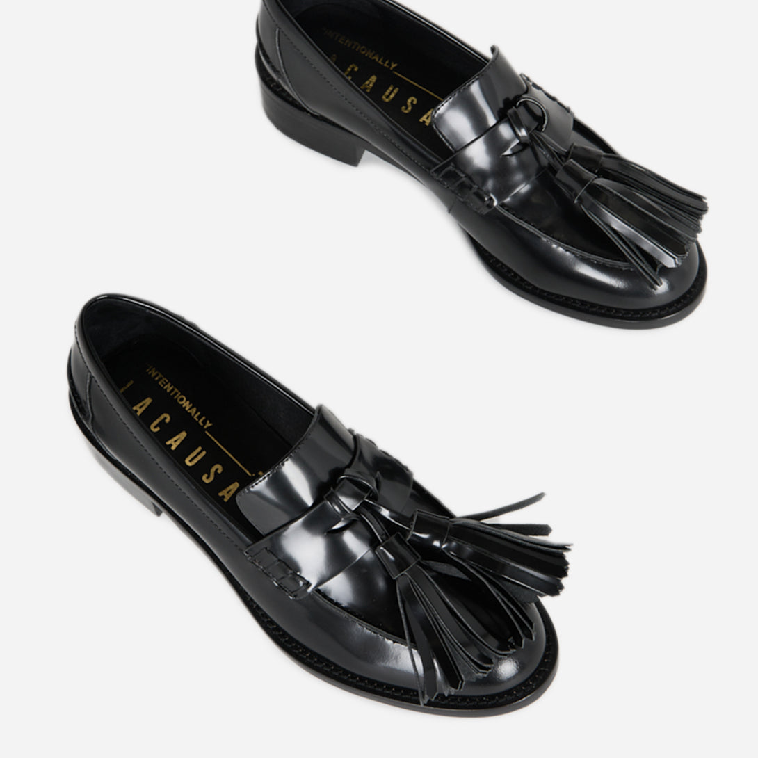 Black Neighbor Intentionally Blank Womens Shoe Womens Leather Loafer