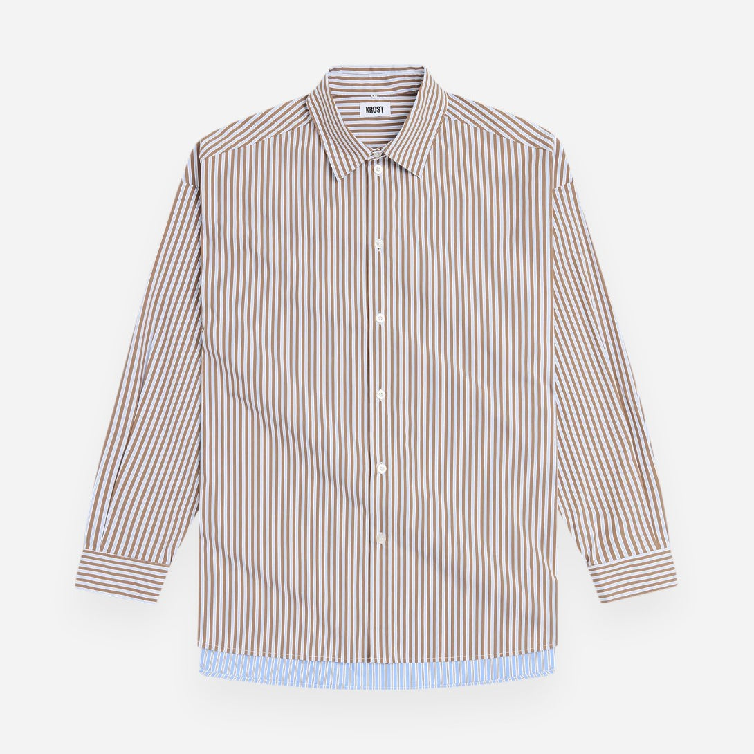 Rubber Long Striped Shirt Mens Striped Woven Shirt Krost
