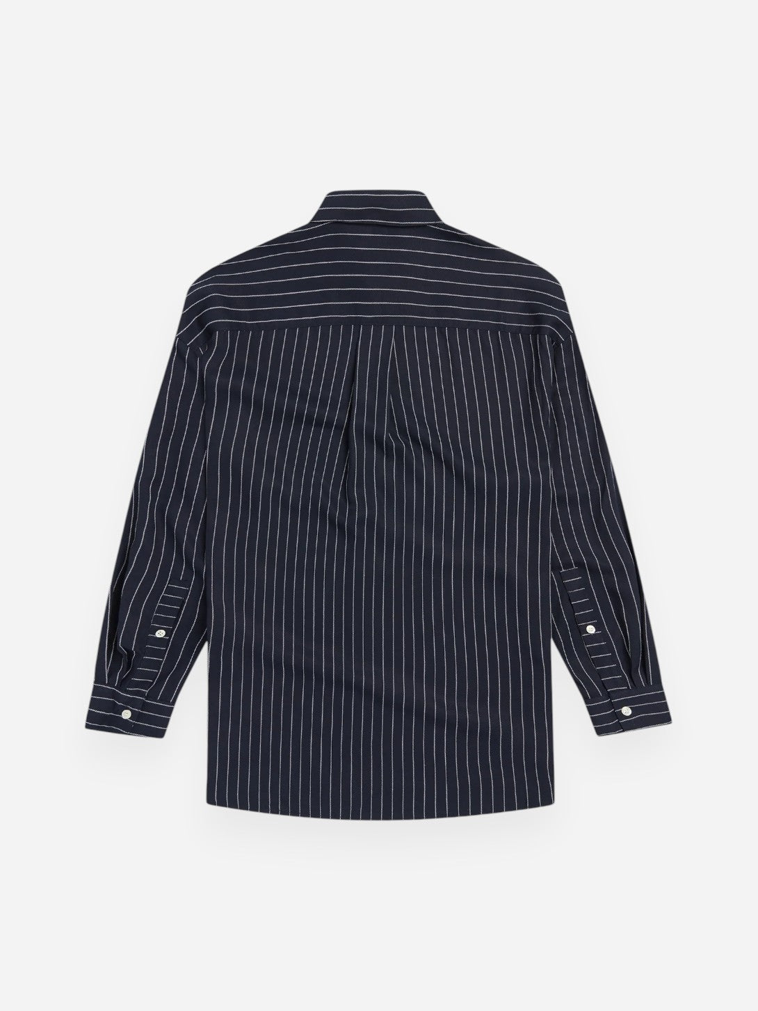 Dark Navy Long Pinstripe Shirt Mens Woven Button Up Shirt Krost