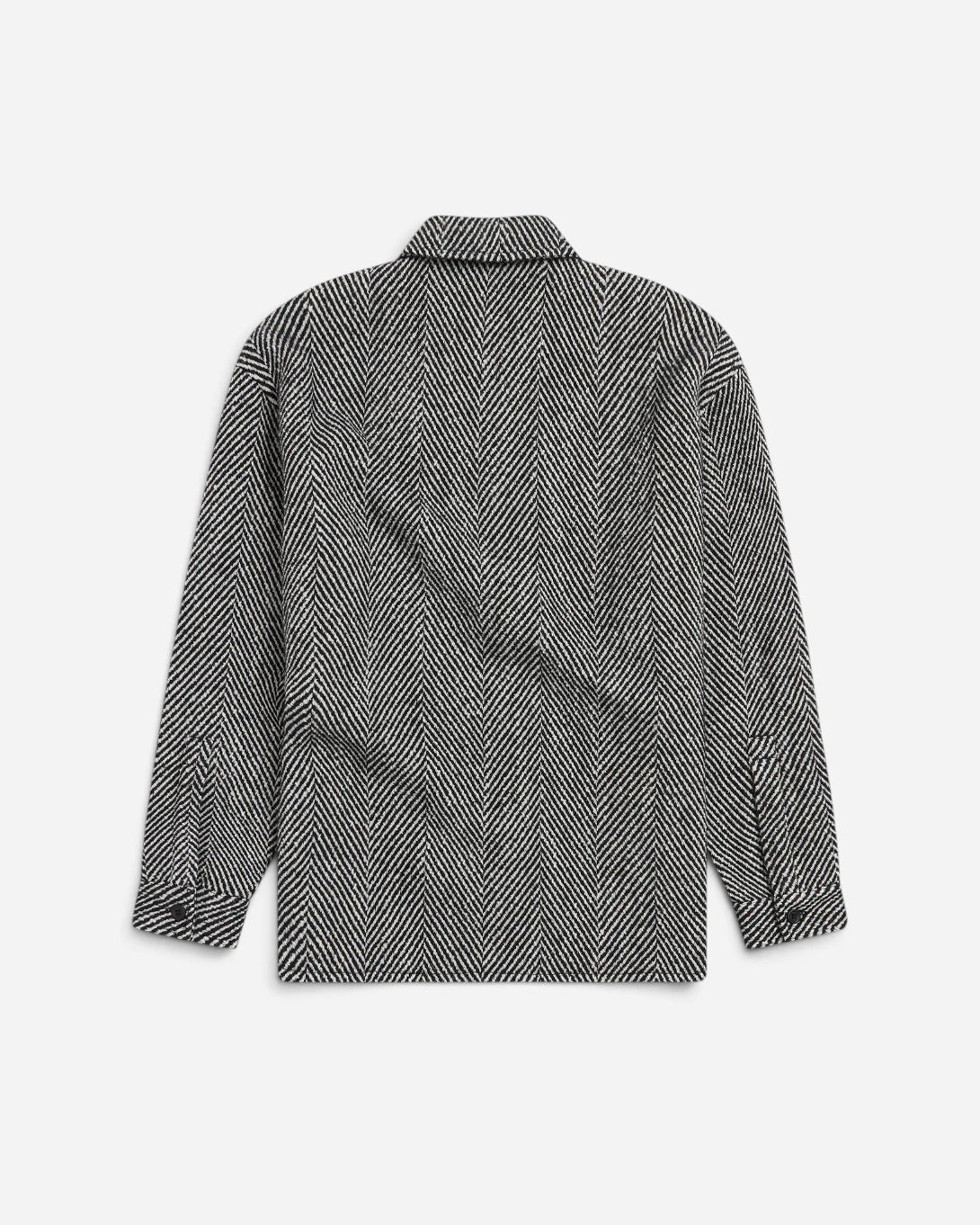 Black Eco Herringbone Over Shirt Mens Relaxed Overshirt Krost Clothing