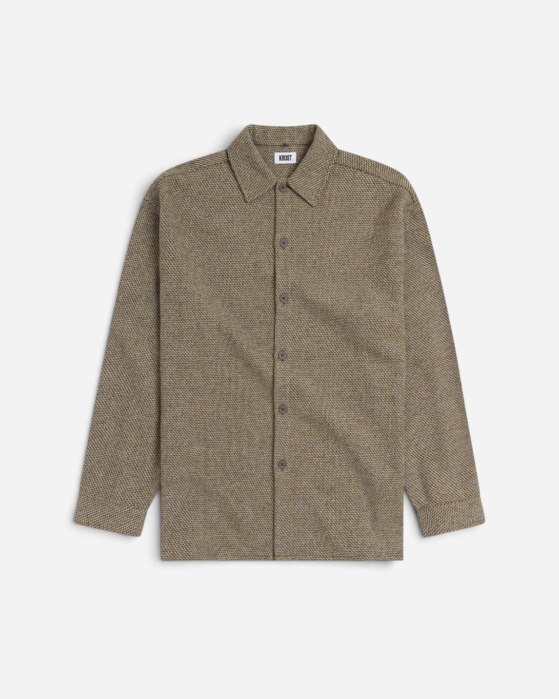 Bronze Brown Eco Relaxed Chevron Shirt Mens Herringbone Button Up Woven Shirt Krost Clothing