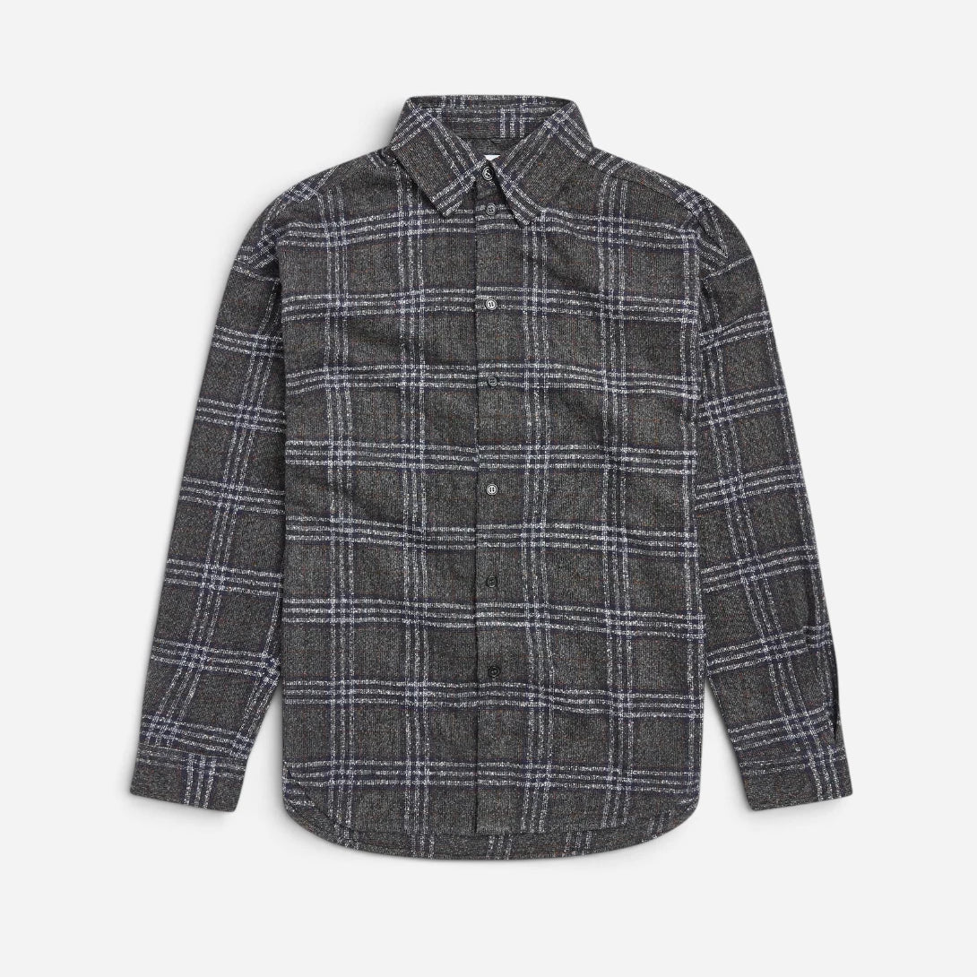 Night Sky Eco Long Plaid Shirt Mens Woven Checkered Shirt