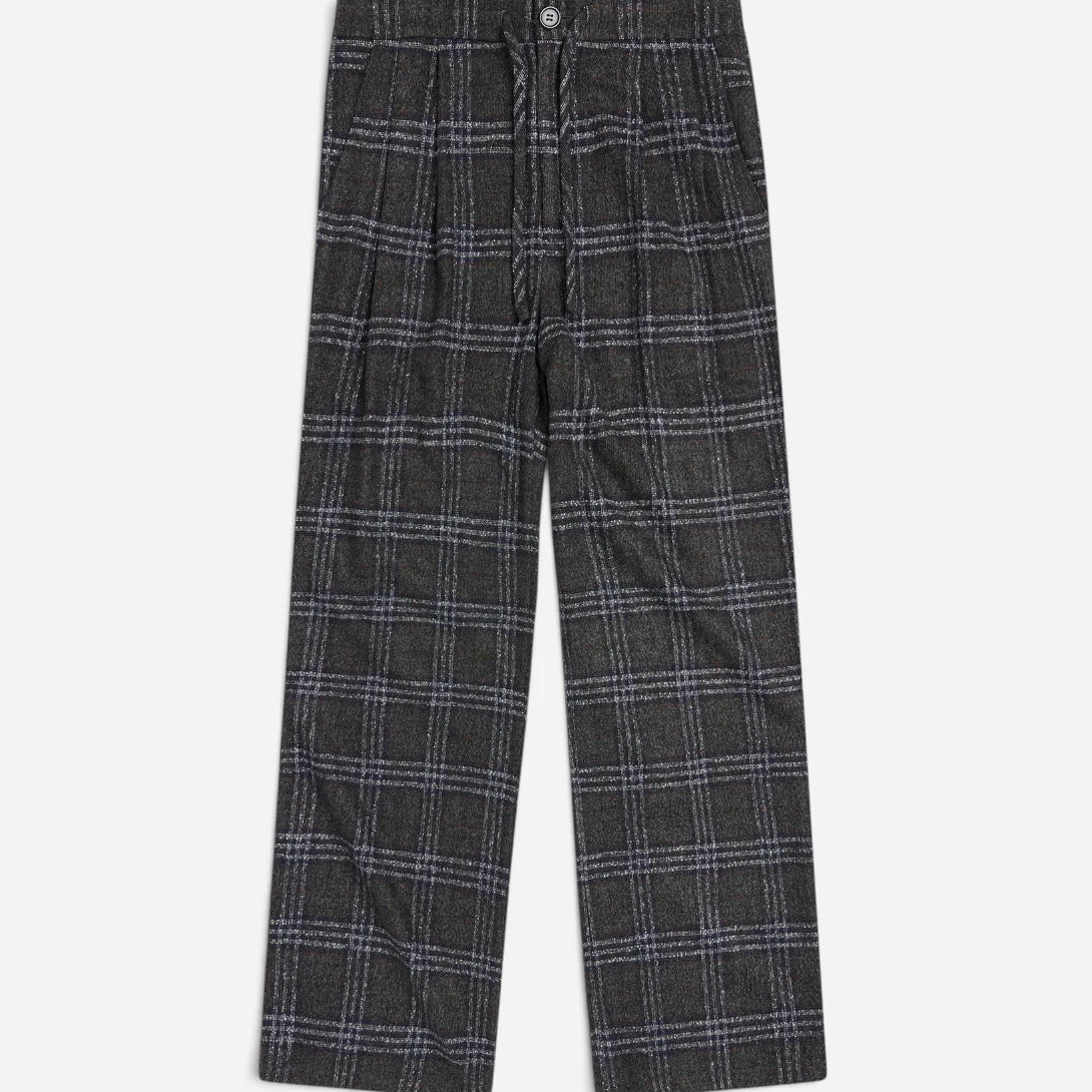 Night Sky Eco Half Elastic Plaid Pant mens Checkered Pleated Pants Krost Clothing