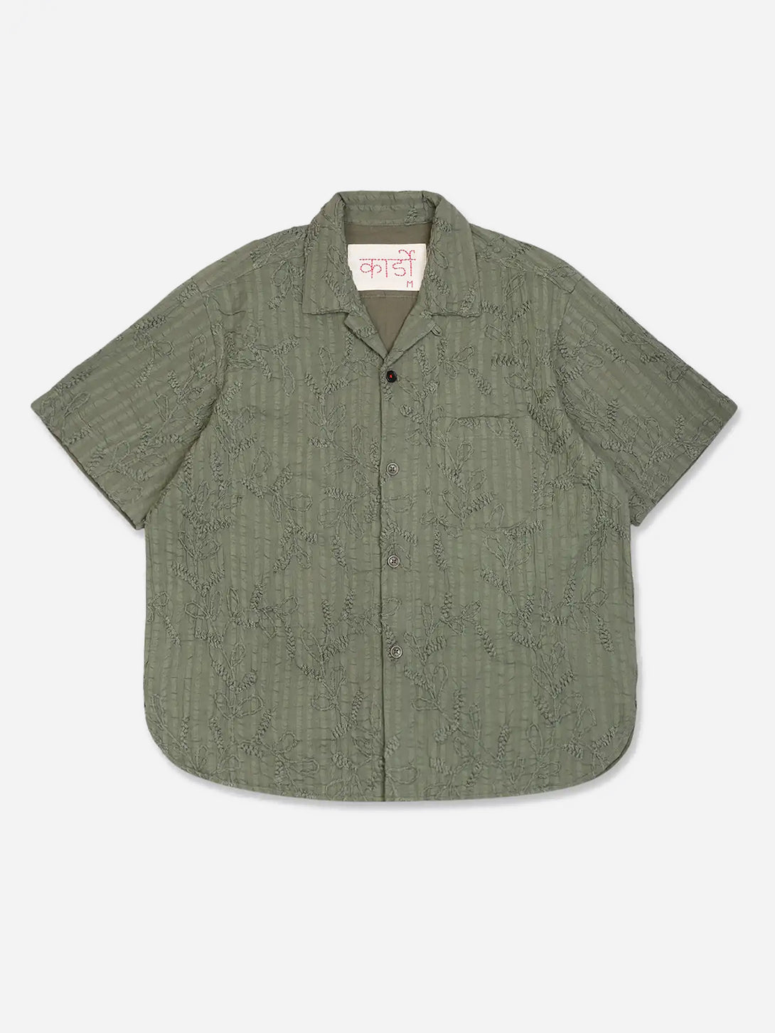 Olive Ronen Mens Pattern Camp Collar Woven Shirt Kardo