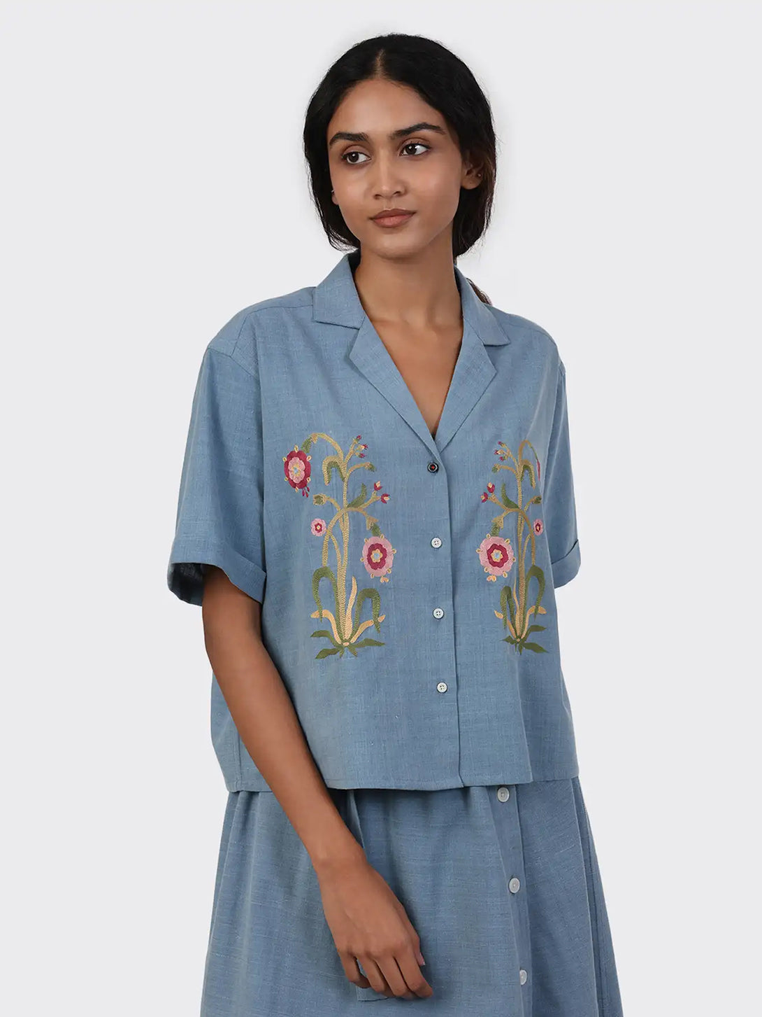 Light Indigo Olivia 2.0 Shirt Womens Camp Collar Shirt Kardo