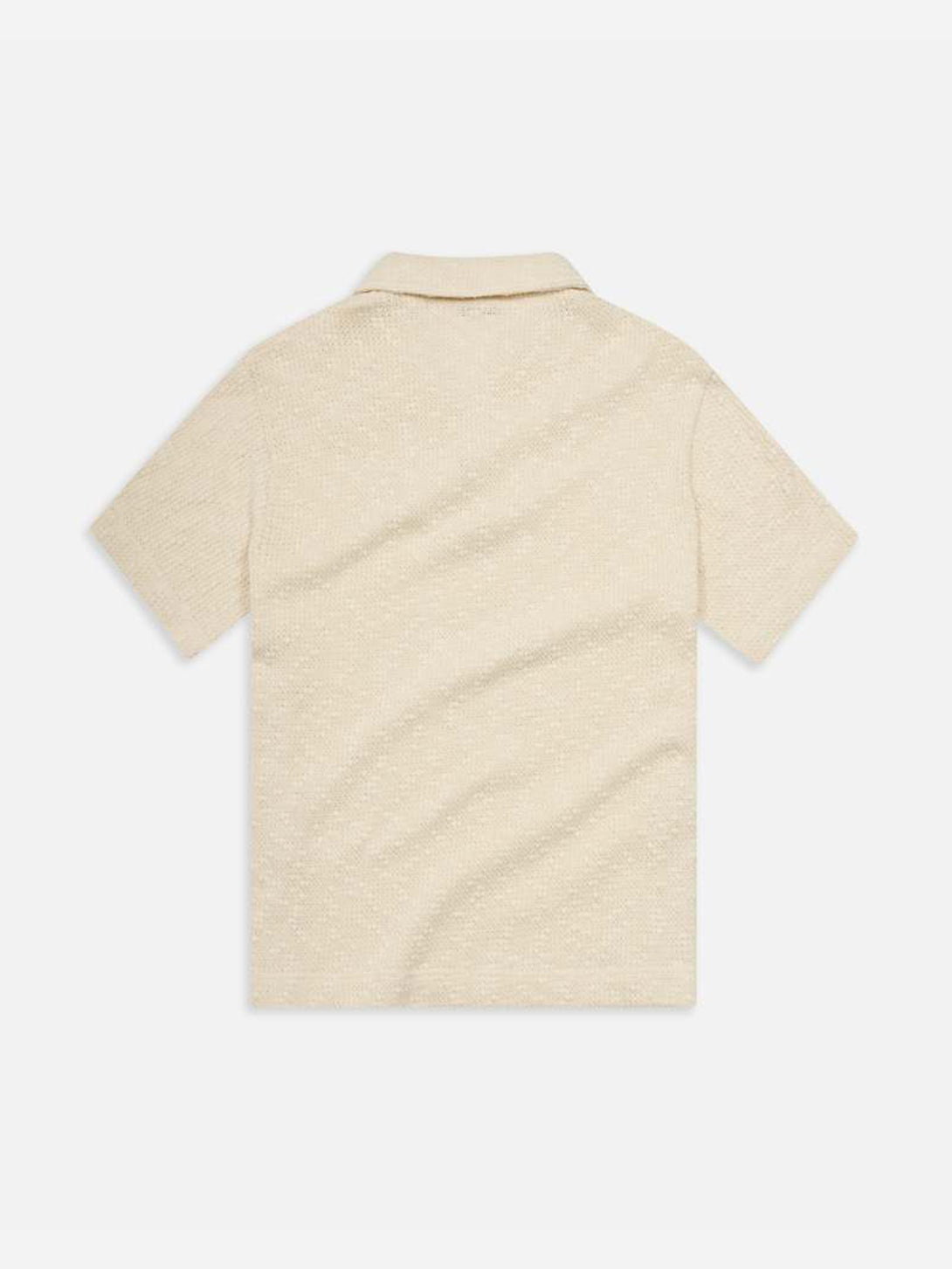 White Textured Cotton Knit Polo Mens Open Collar Polo Knit Short Sleeve Polo Krost Clothing