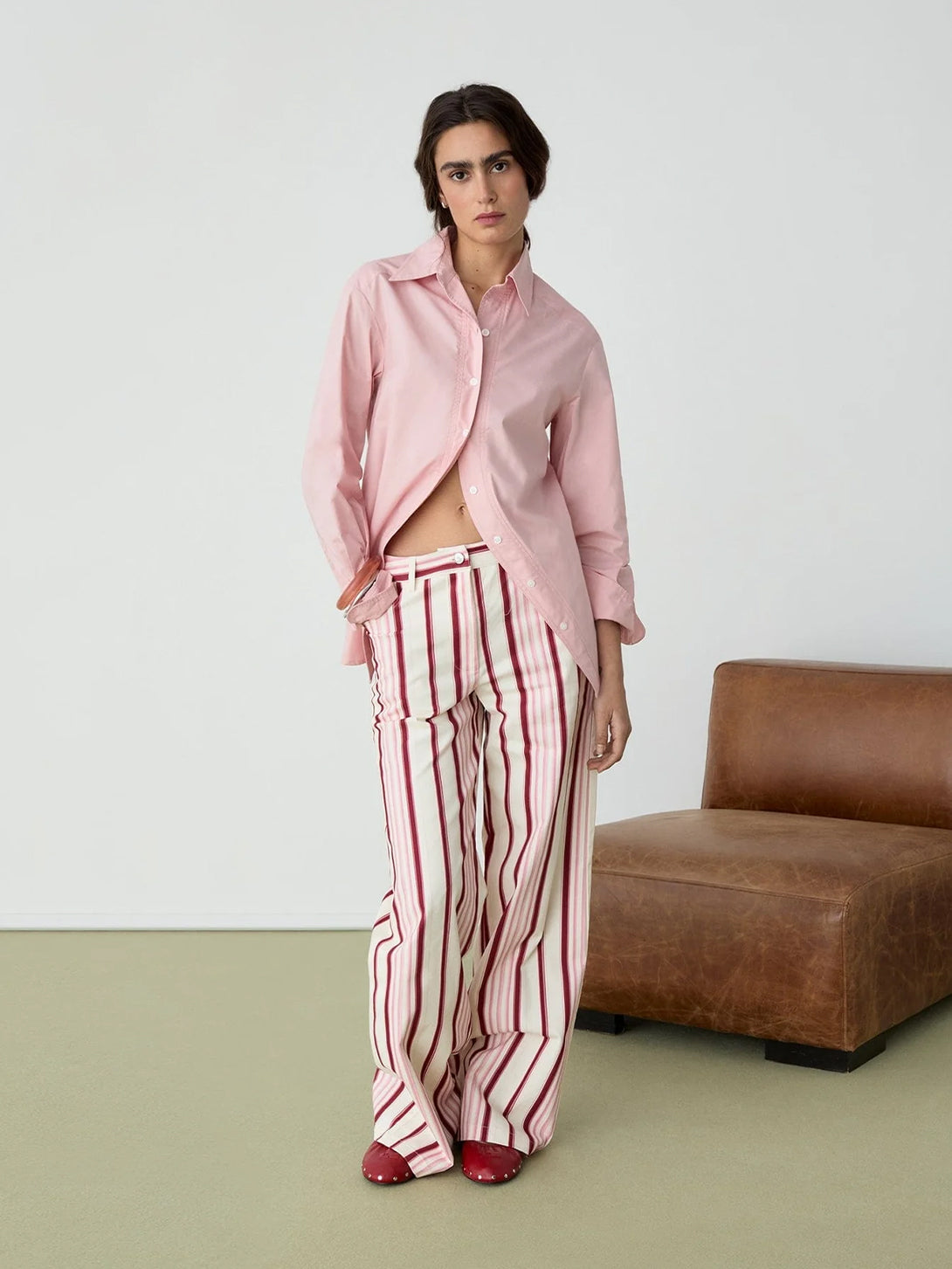 Pink No Boyfriend Shirt Womens Woven Button Up Shirt Laagam