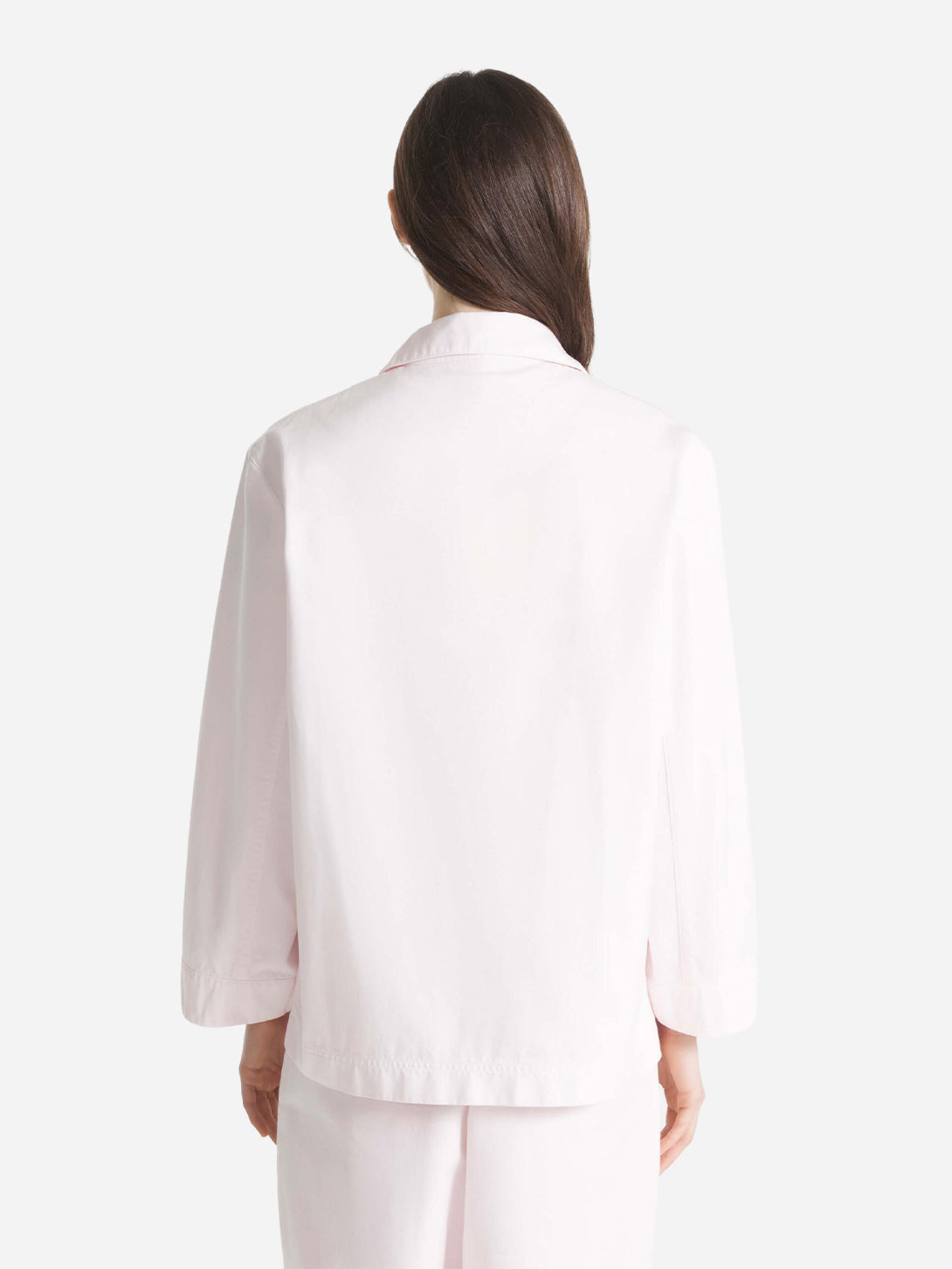 Pink Garbardine Work Jacket Button Up Collared Outerwear Le Mont St Michel Clothing